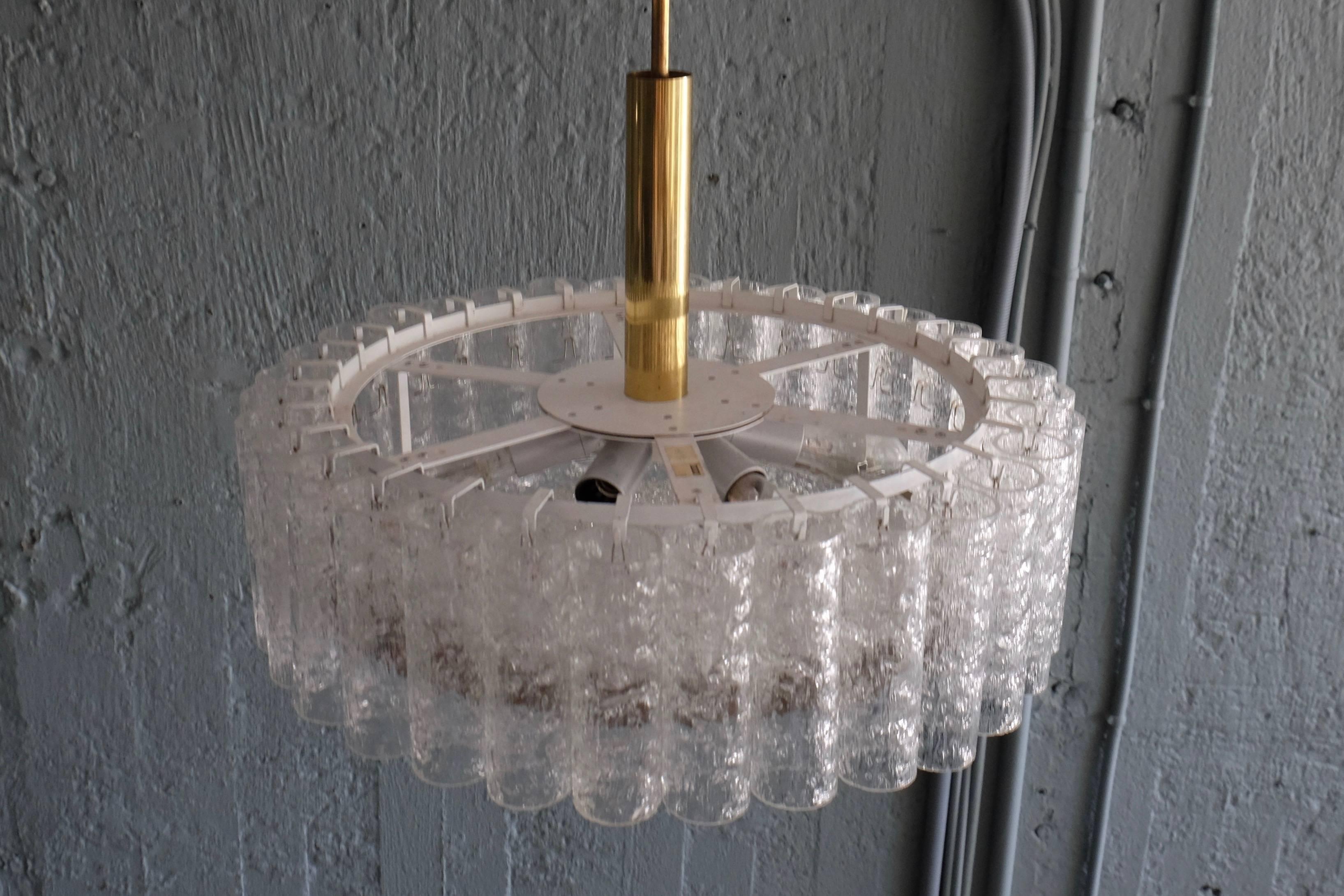 Swedish Murano Ice Glass Tubes Chandelier by Doria, Germany, 1960s For Sale