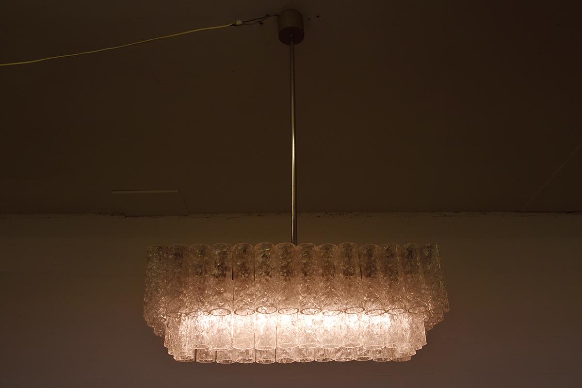 Murano Ice Glass Tubes Chandelier by Doria, Germany, 1960s In Good Condition In The Hague, NL