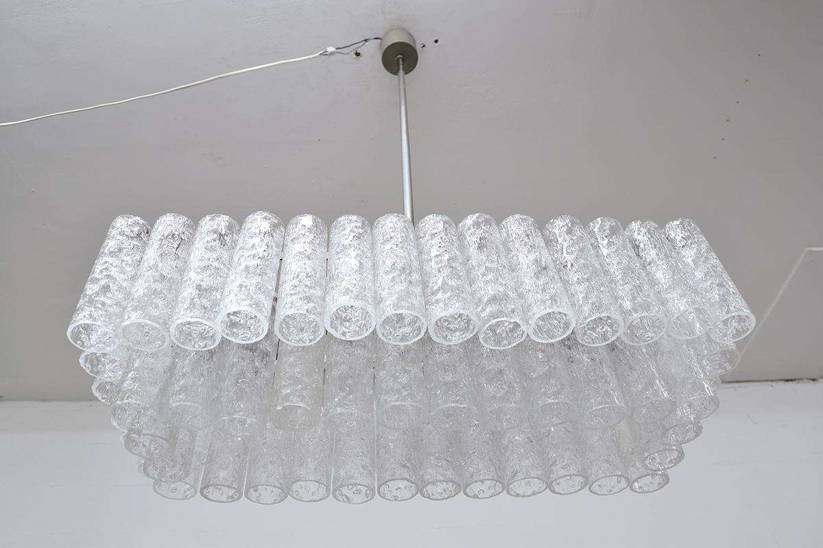 Murano Ice Glass Tubes Chandelier by Doria, Germany, 1960s 2