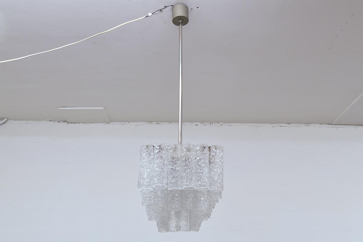 Murano Ice Glass Tubes Chandelier by Doria, Germany, 1960s 3