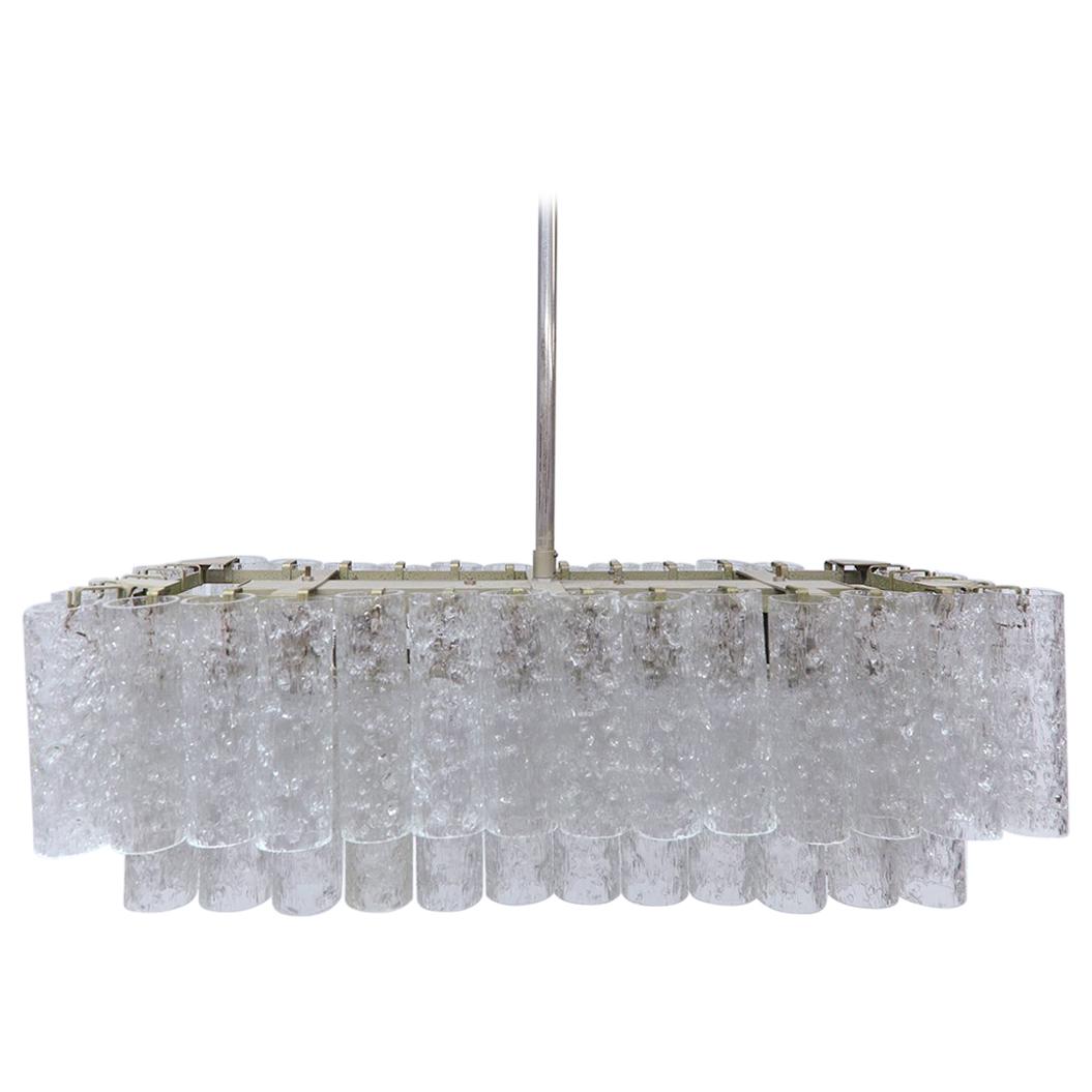 Murano Ice Glass Tubes Chandelier by Doria, Germany, 1960s