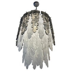 Murano ice white and olive green  leafs chandelier