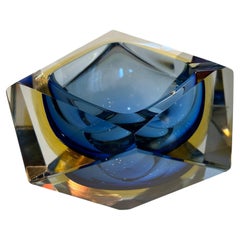 Murano en bleu et jaune,  1950, attribué à Flavio Poli, Italie
