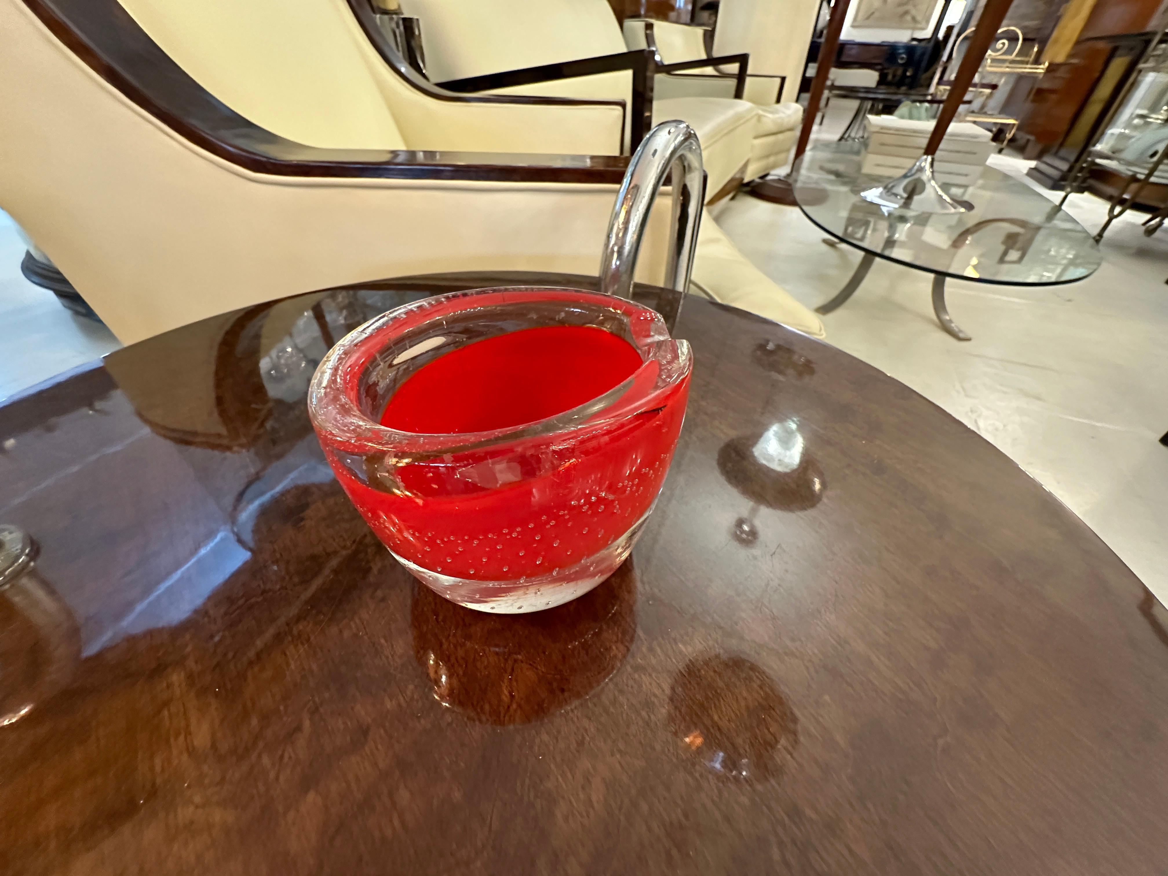 Murano in color red, 1930, Italian, Technique: Bubbles controlled For Sale 1