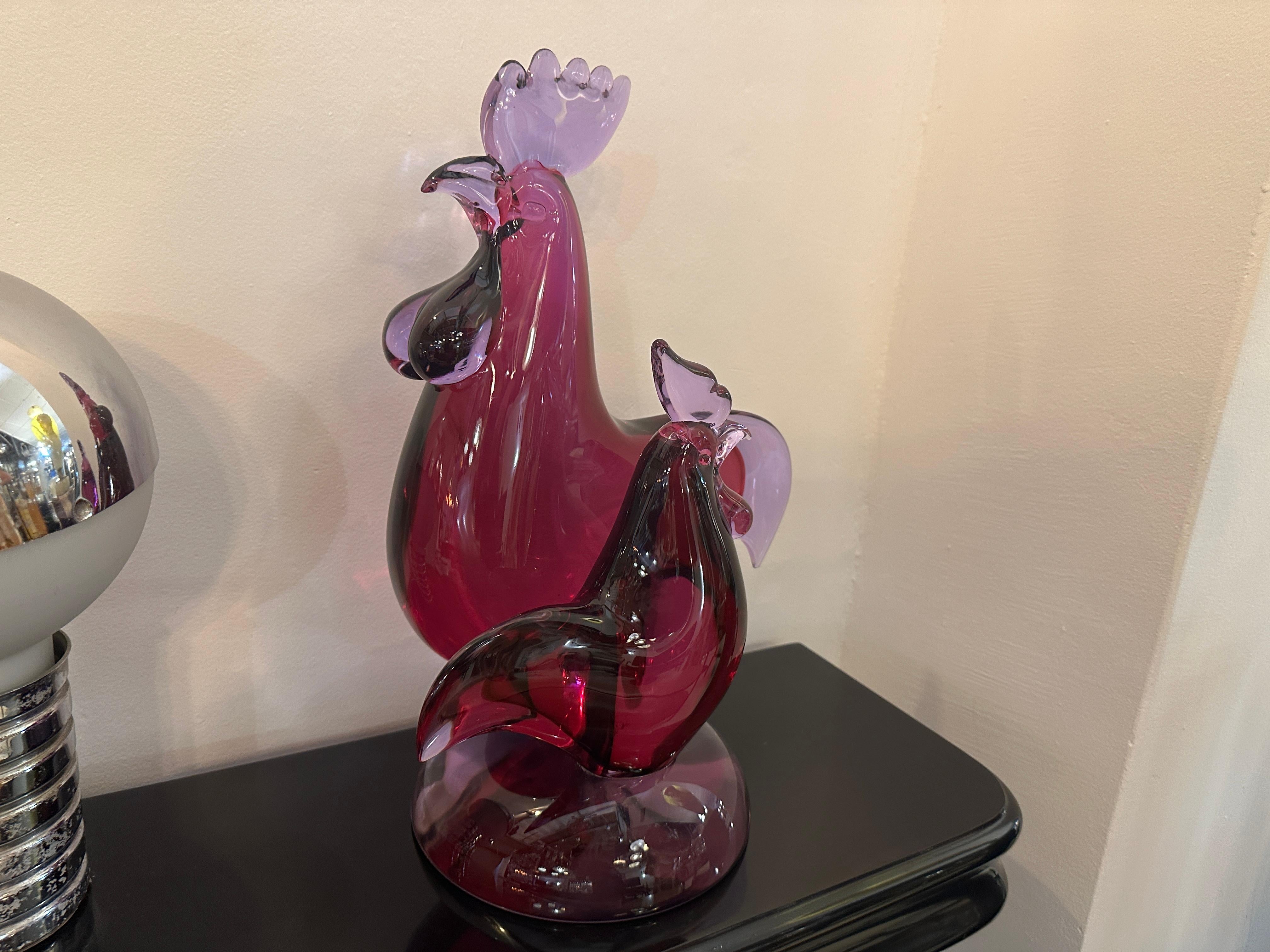 Italiano Coppia di galli a Murano, 1960, italiano in vendita