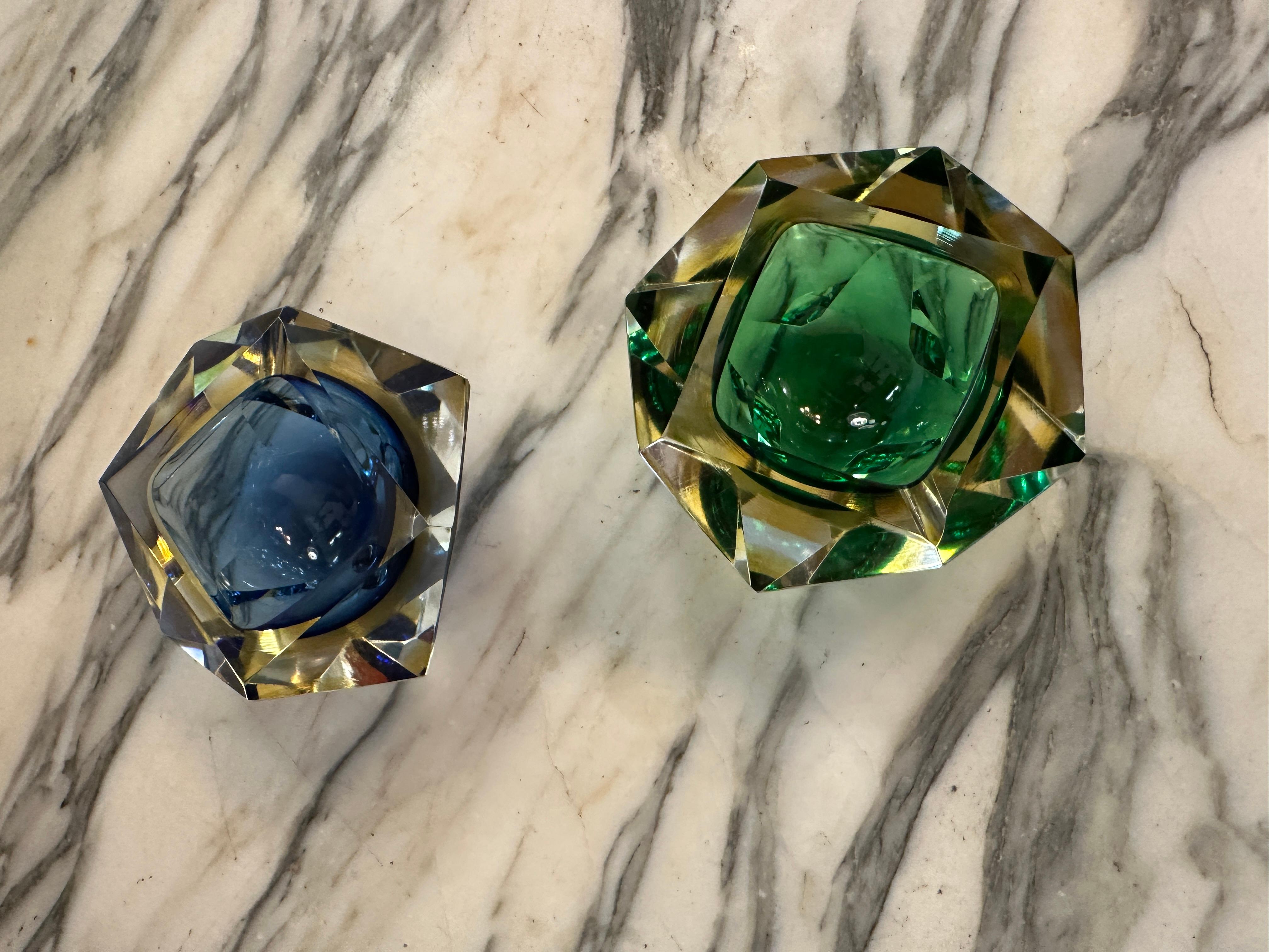 Mid-Century Modern Murano in green and yellow,  1950, Attributed to Flavio Poli, Italian For Sale