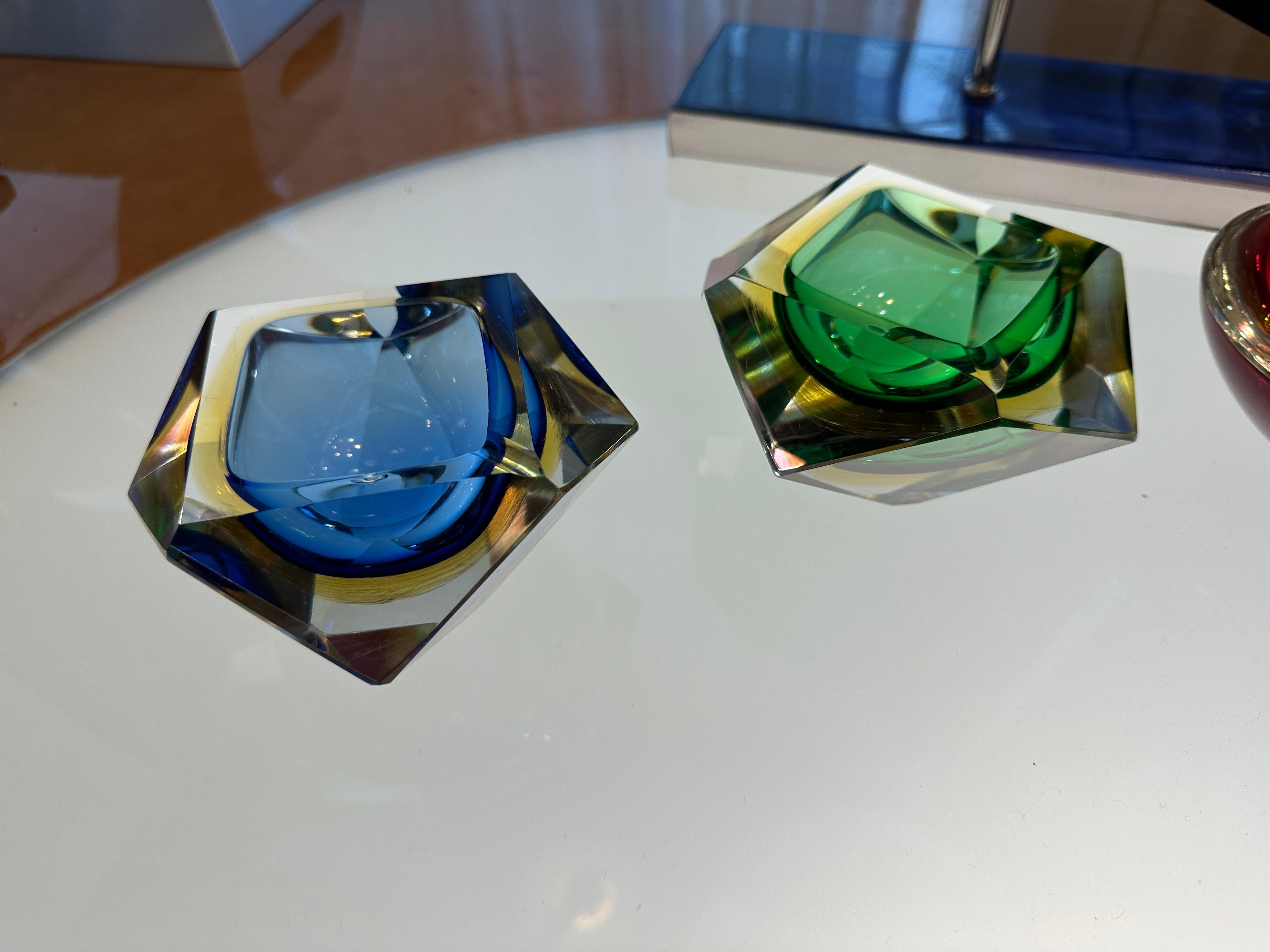 Mid-20th Century Murano in green and yellow,  1950, Attributed to Flavio Poli, Italian For Sale