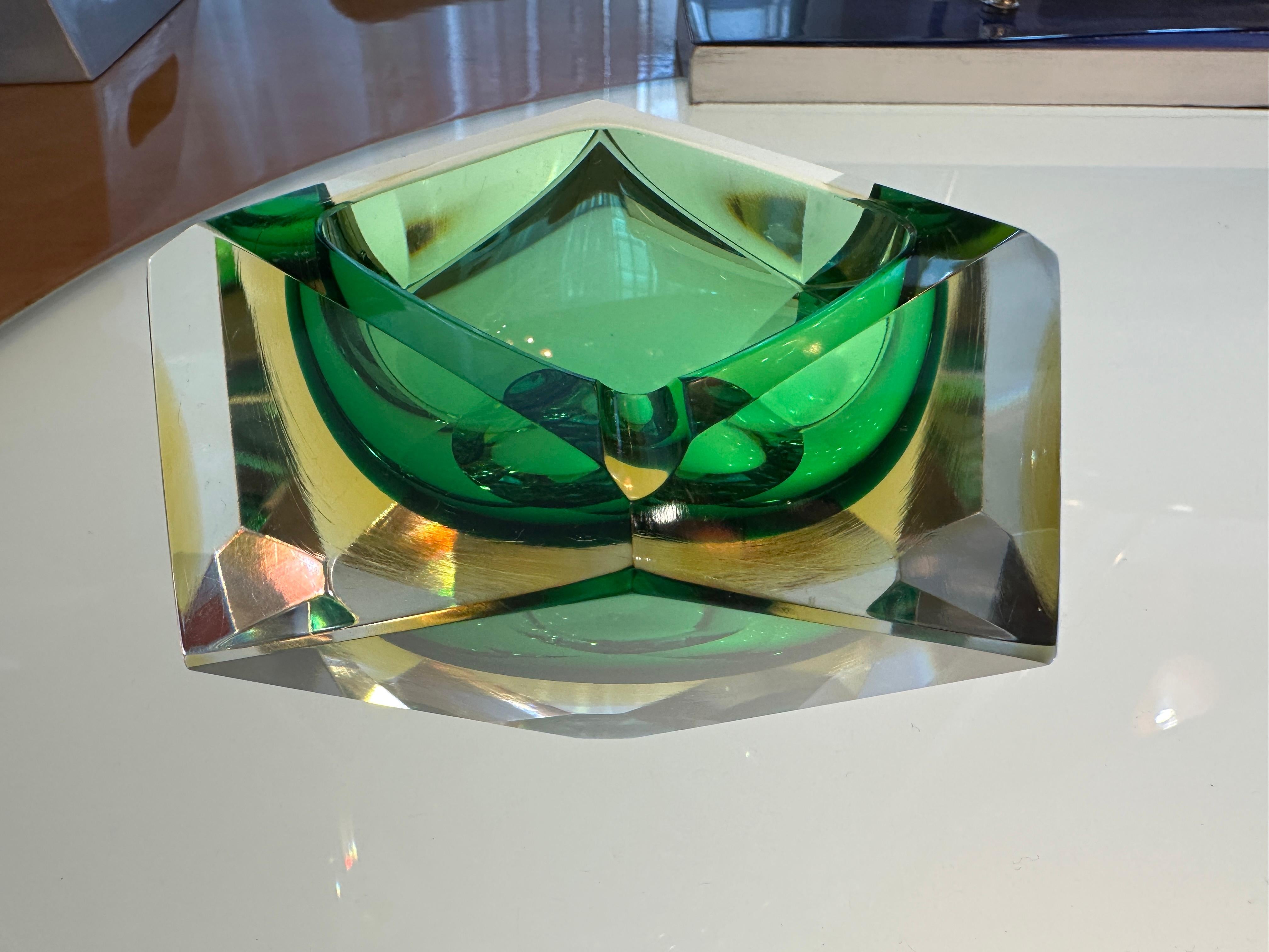 Murano Glass Murano in green and yellow,  1950, Attributed to Flavio Poli, Italian For Sale