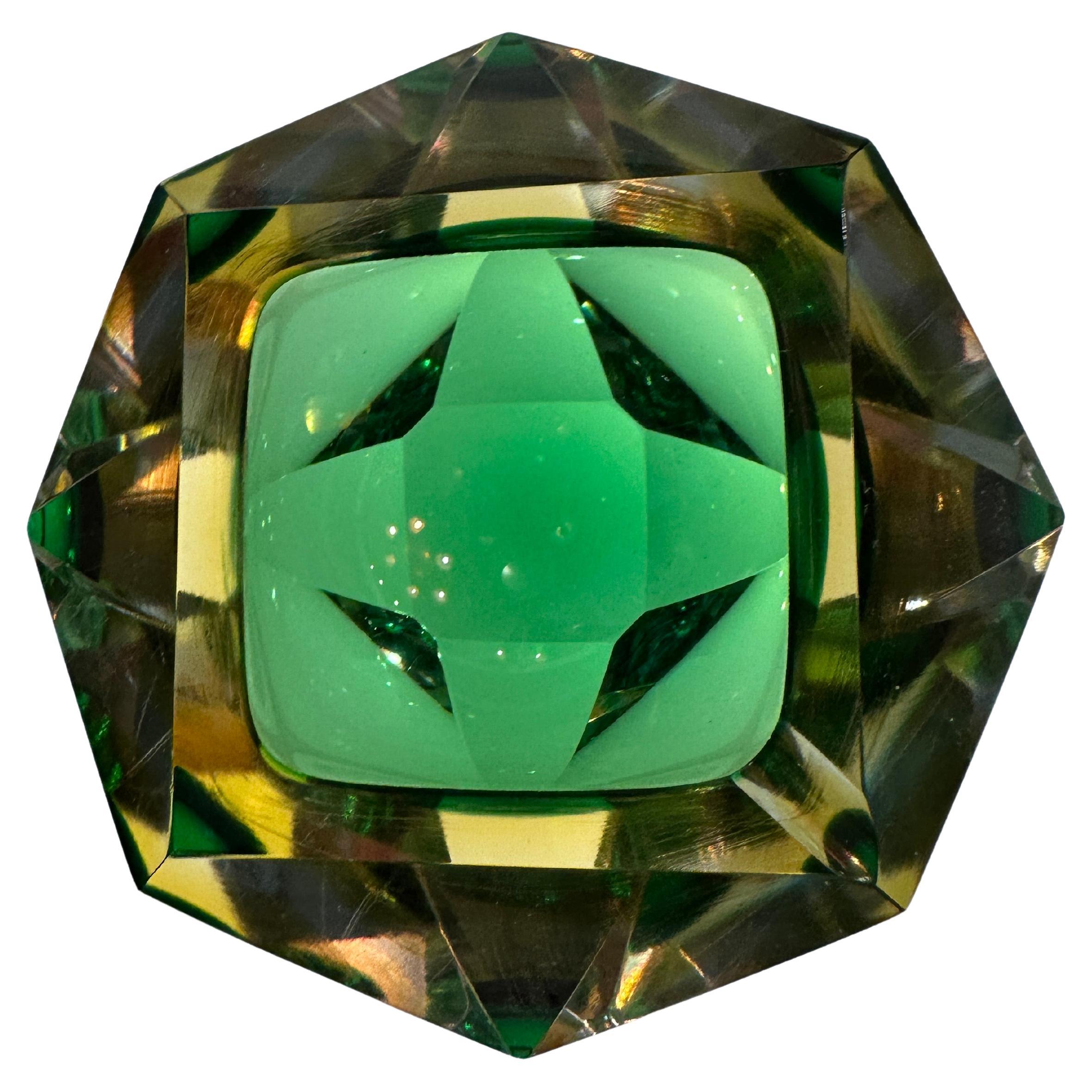 Murano en verde y amarillo,  1950, atribuido a Flavio Poli, italiano