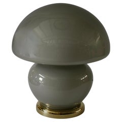 Lámpara de sobremesa de cristal soplado gris y latón de Murano al estilo de Vistosi, 1970