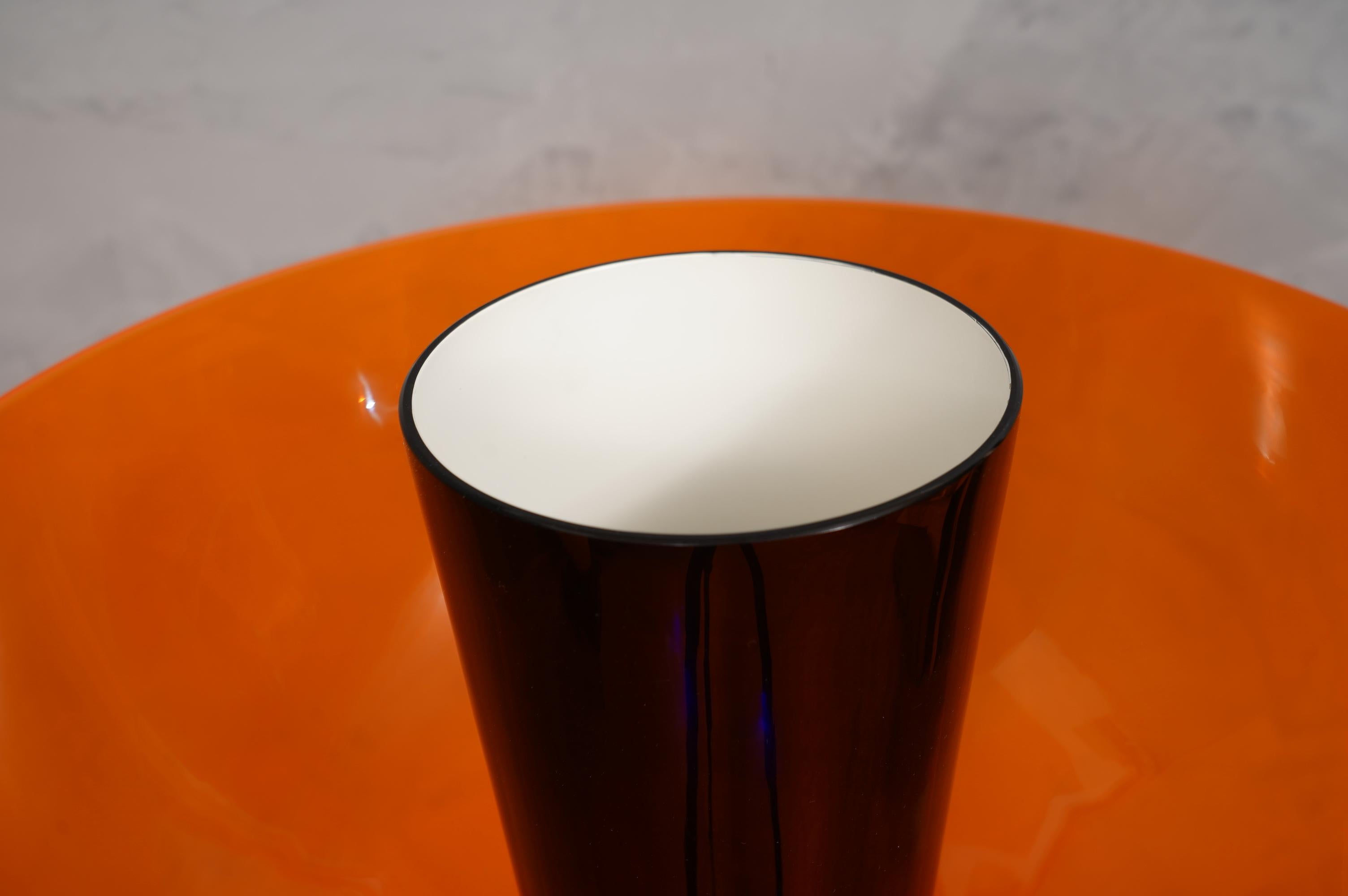Murano Glass Murano in Style of Vistosi Blown Orange Glass and Brass Table Lamp, 1980 For Sale