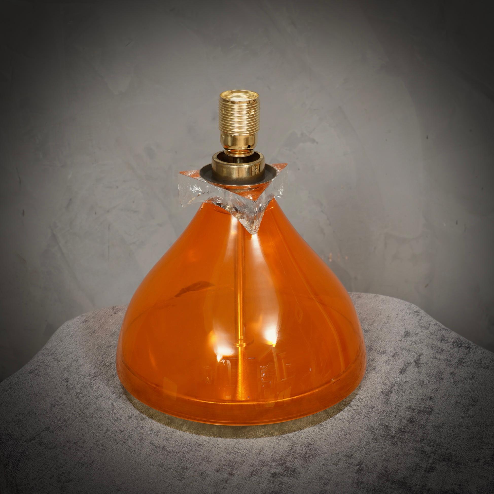 Lampe de bureau de Murano en verre orange soufflé Vistosi et laiton, 1980 en vente 1