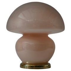 Murano in Style of Vistosi Blown Pink Glass and Brass Table Lamp, 1970