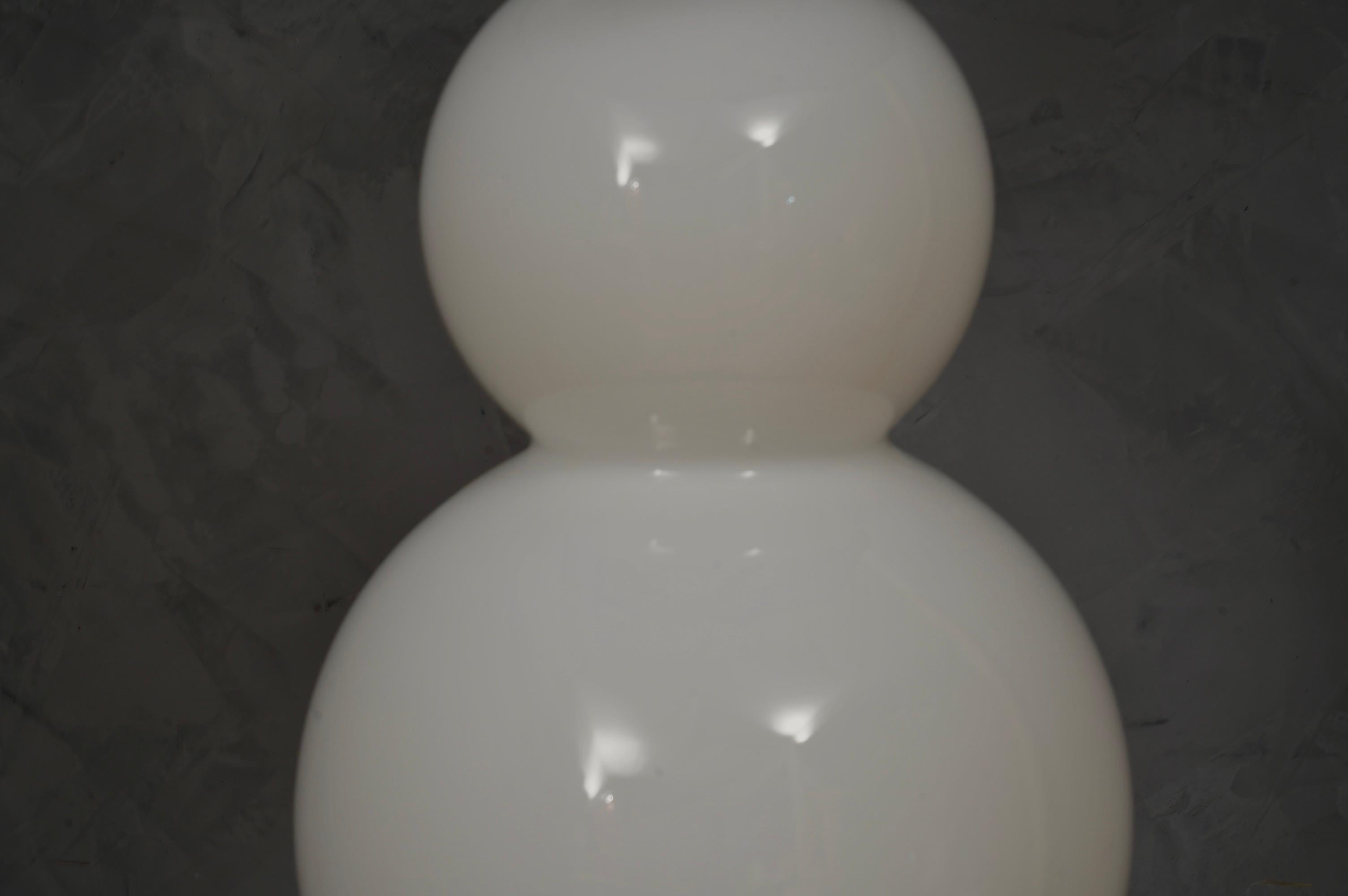 Late 20th Century Murano in Style of Vistosi Blown White Glass and Brass Table Lamp, 1980 For Sale