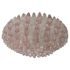 Murano in the Style of Venini Round Pink Polyhedra Chandelier, 2000