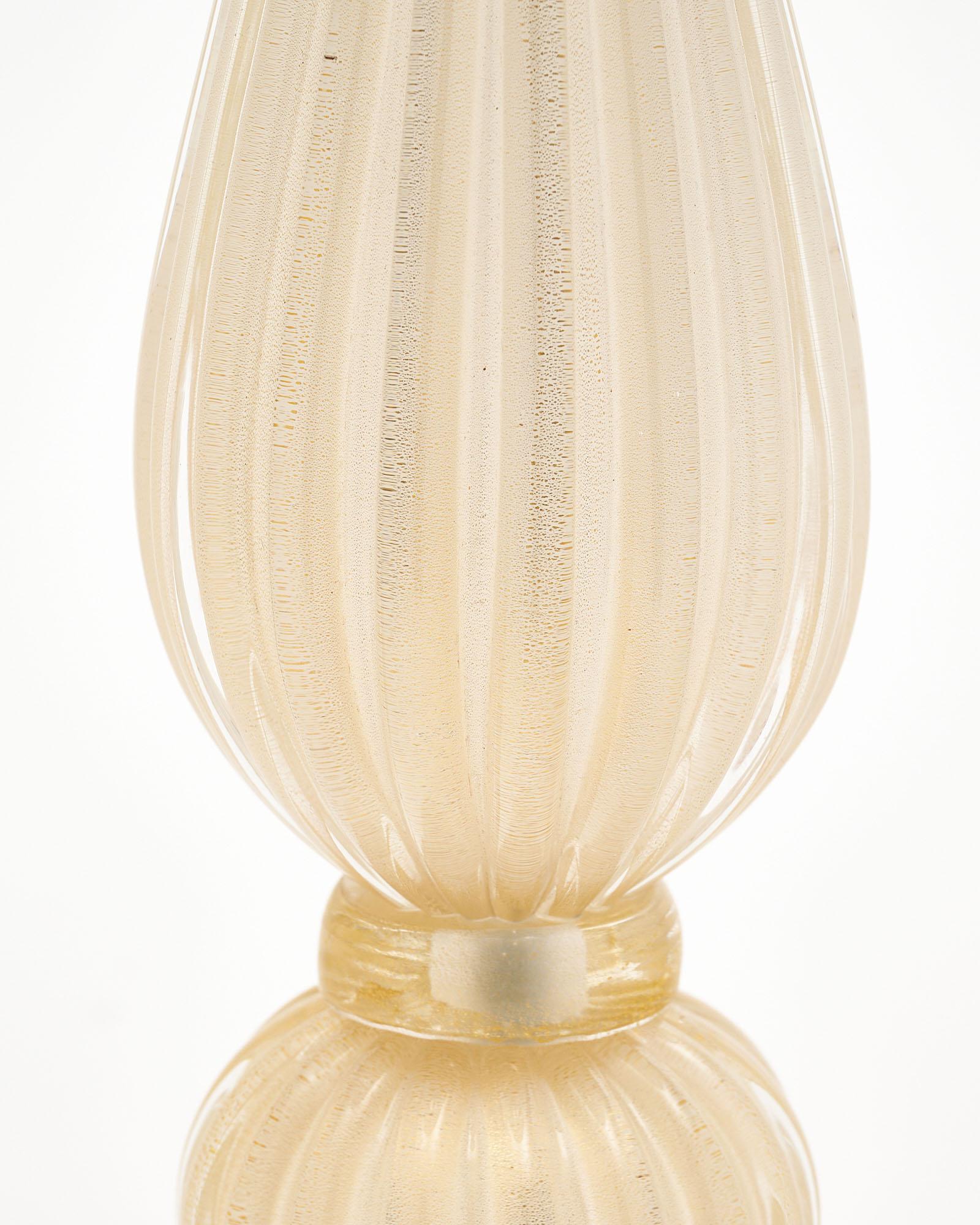 Italian Murano “Incamiciato” Gold Glass Table Lamps For Sale