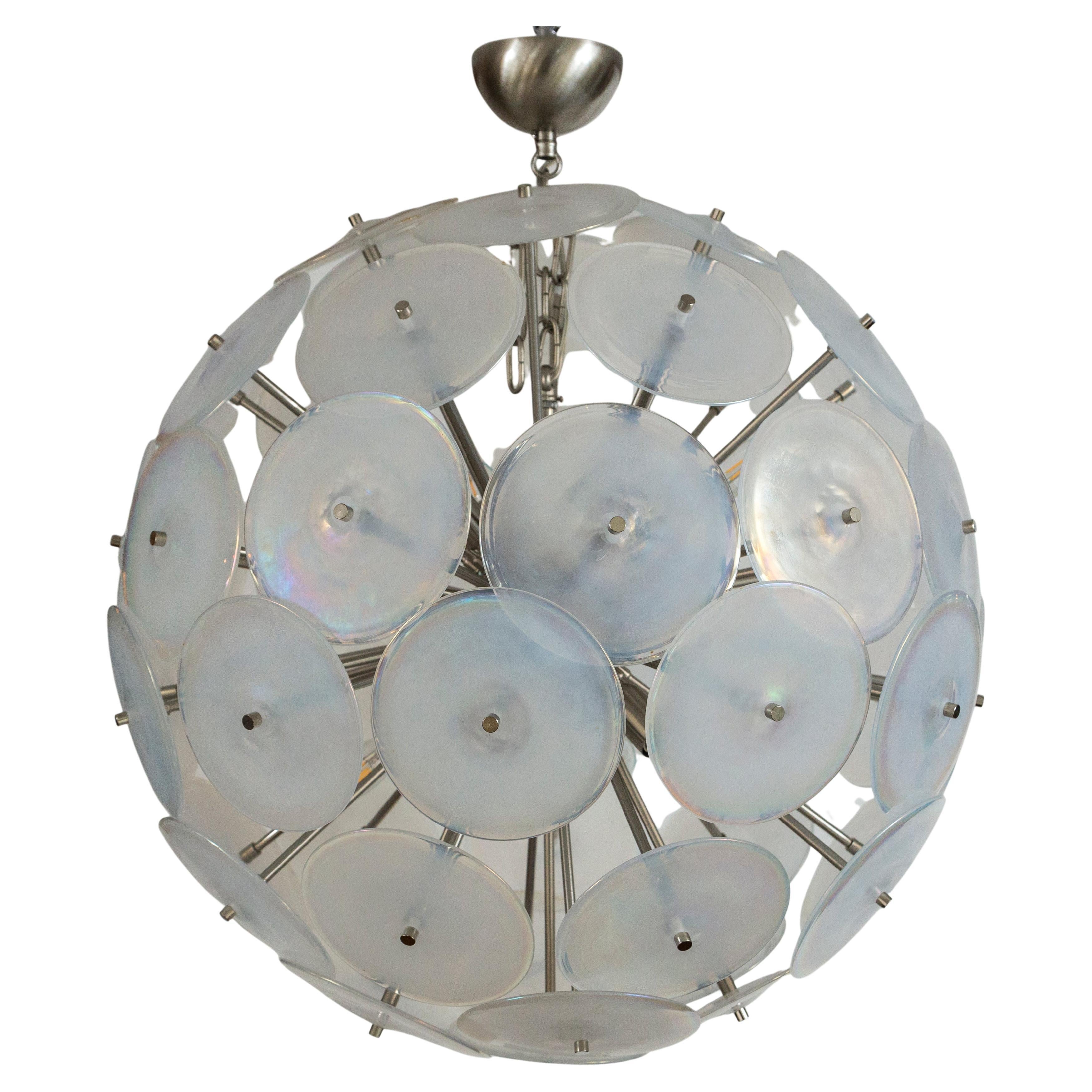 Murano Iridescent Disc Globe Ceiling Fixture, UL Certifed For Sale