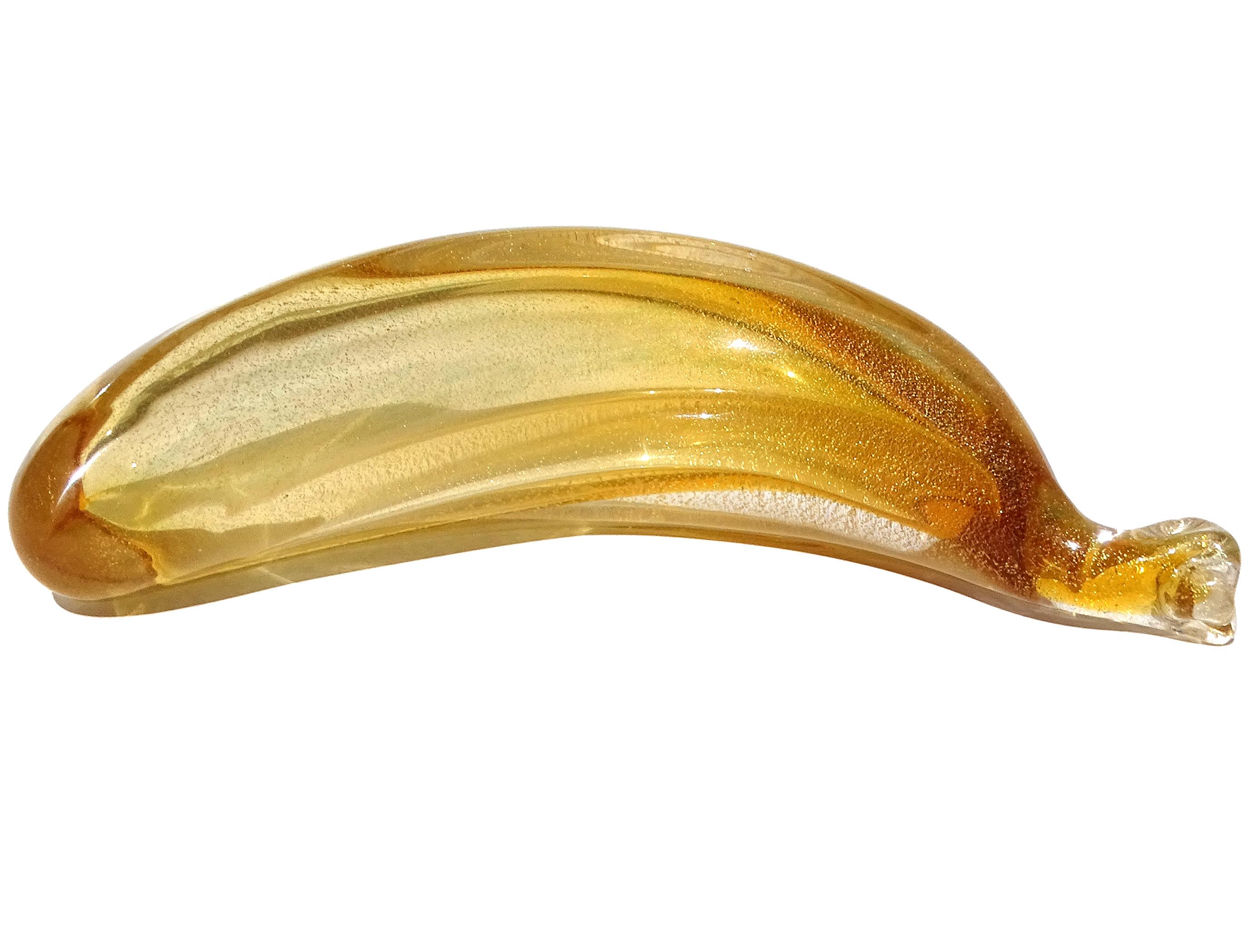 Sculture di frutta in vetro artistico italiano di Murano 7 pezzi: pera, ciliegia, banana, arancia e oro in vendita 3