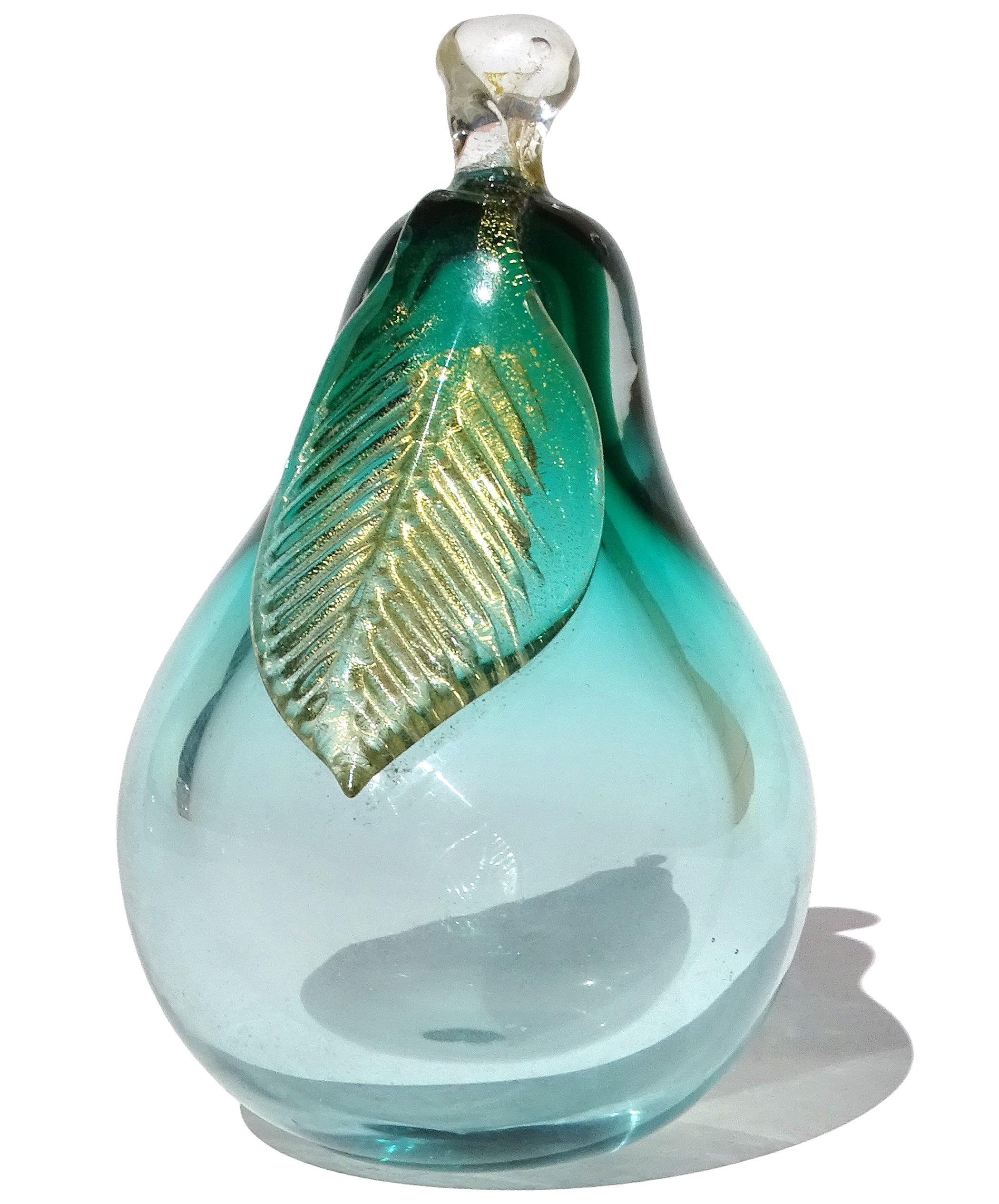 Sculture di frutta in vetro artistico italiano di Murano 7 pezzi: pera, ciliegia, banana, arancia e oro in vendita 7