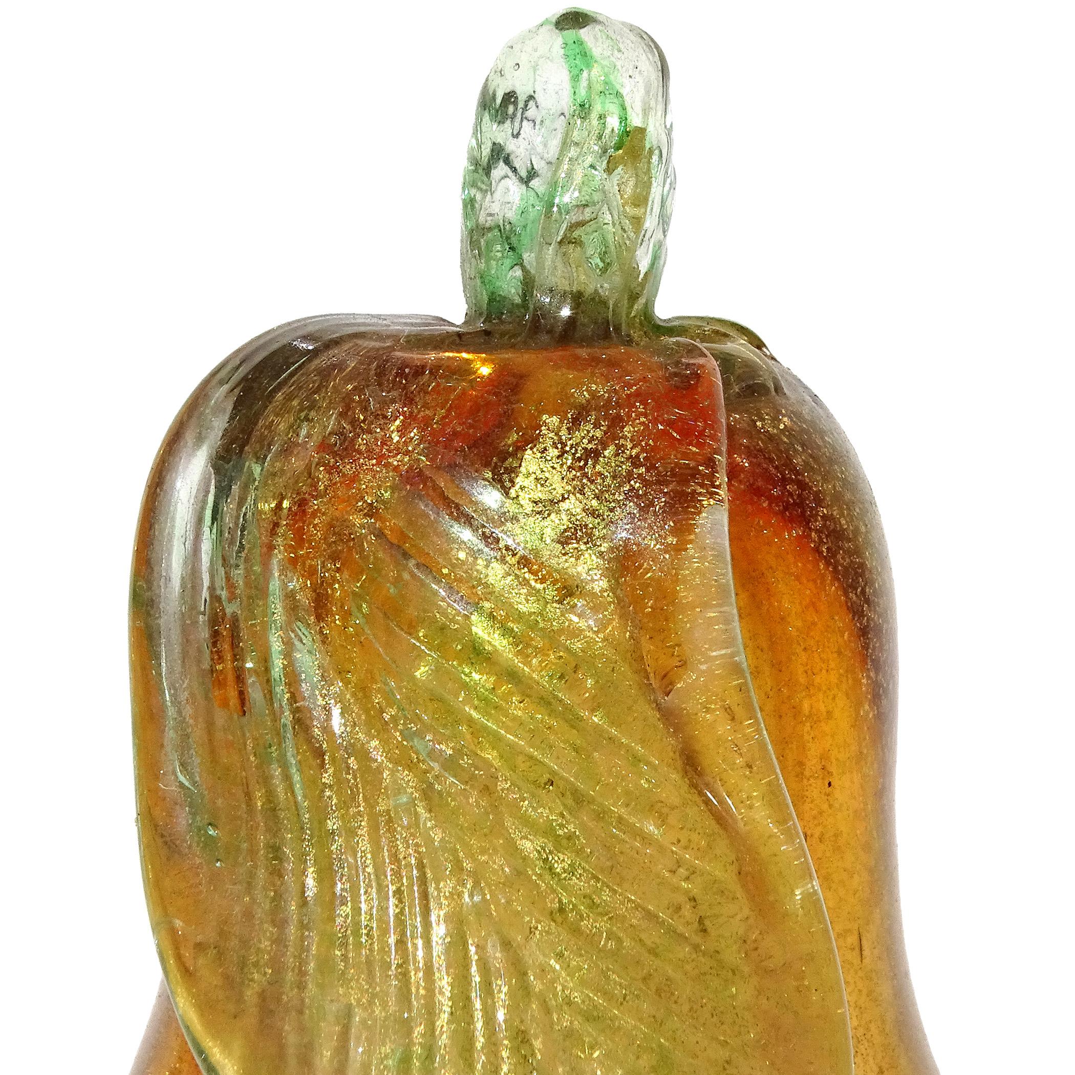 XX secolo Sculture di frutta in vetro artistico italiano di Murano 7 pezzi: pera, ciliegia, banana, arancia e oro in vendita