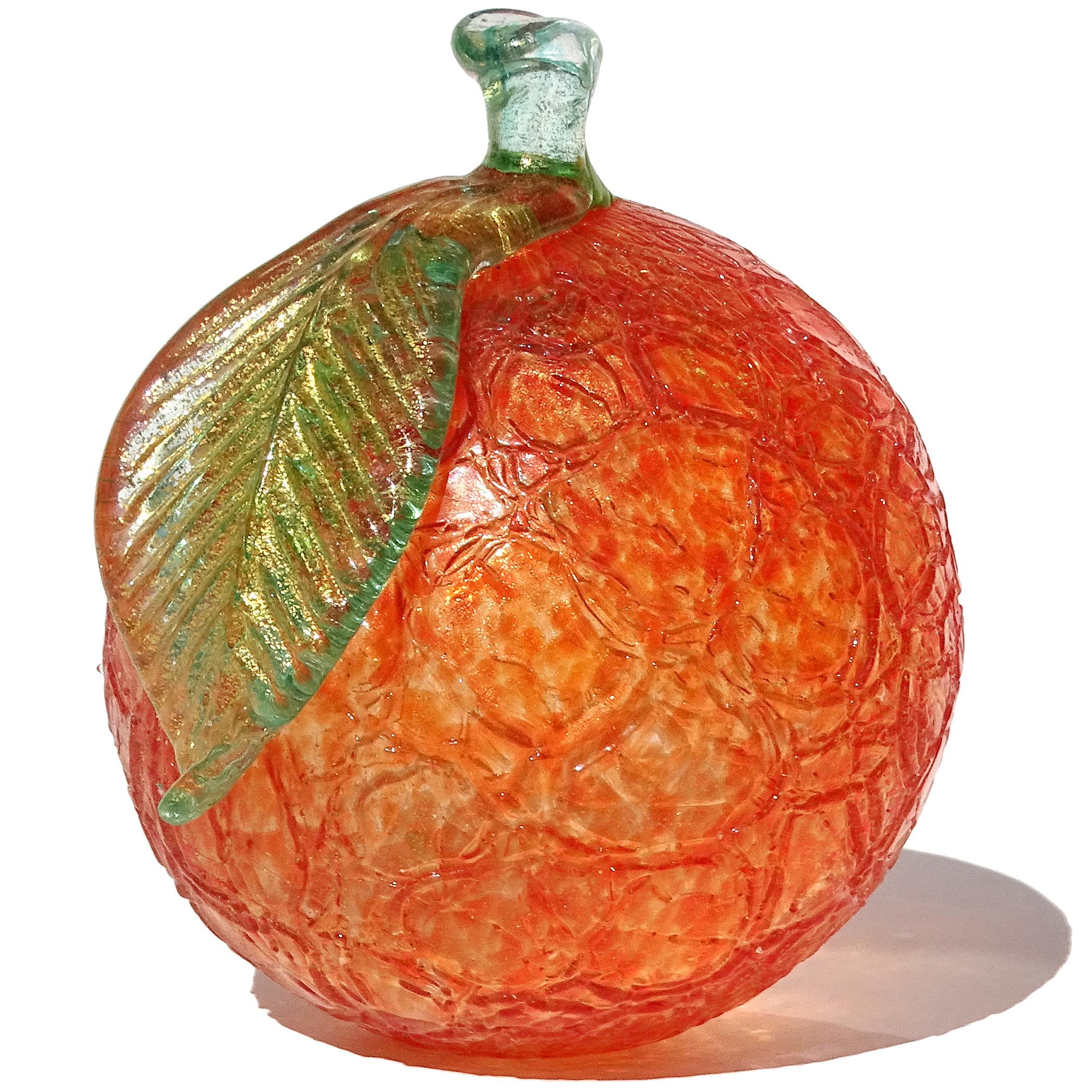 Vetro Sculture di frutta in vetro artistico italiano di Murano 7 pezzi: pera, ciliegia, banana, arancia e oro in vendita