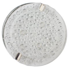 Murano Italian Art Glass Ashtray, Bubbles Design and Sterling Silver Details