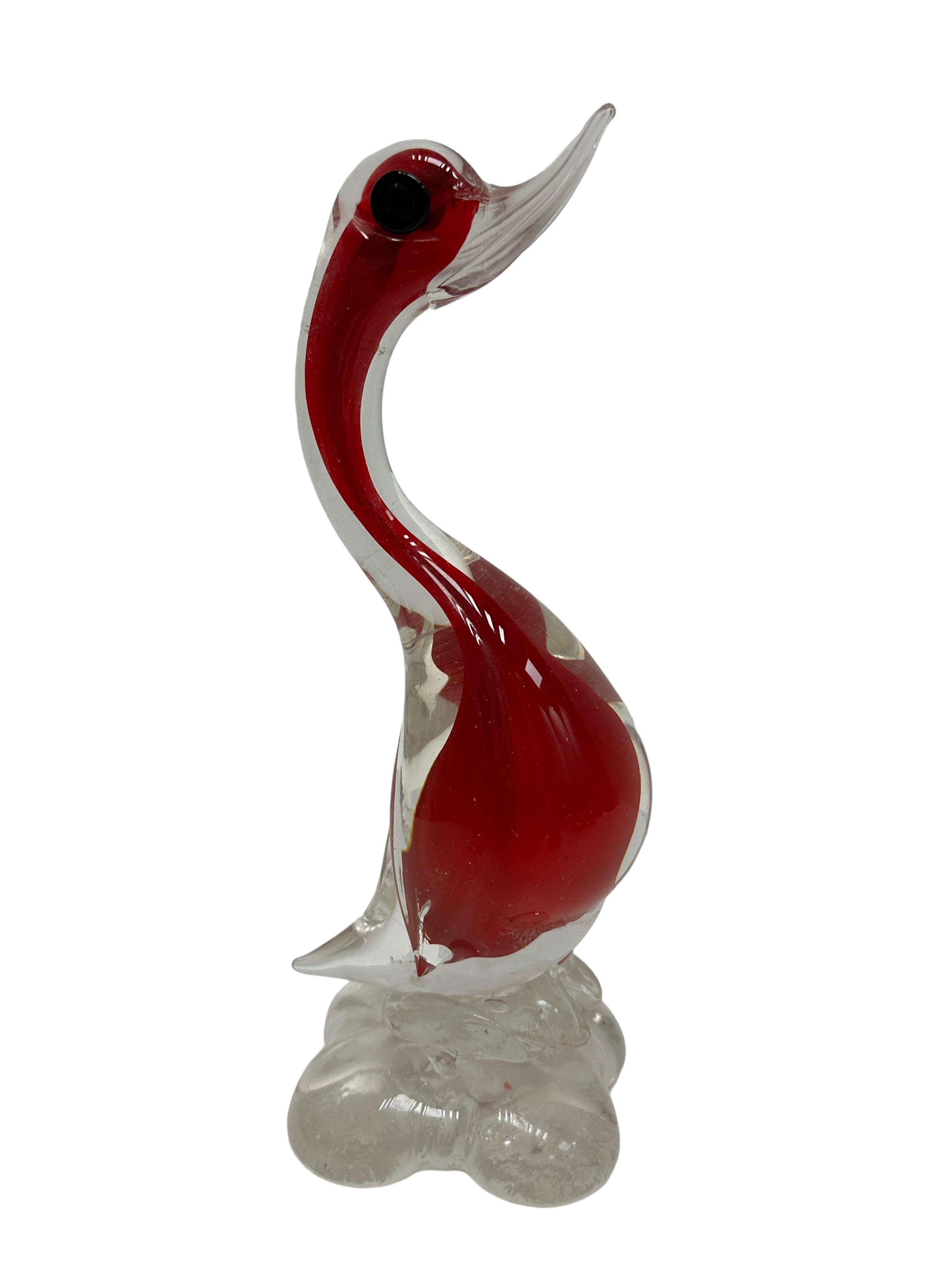 Modern Murano Italian Art Glass Duck Sculpture Vetri Di Murano, Italy Vintage For Sale