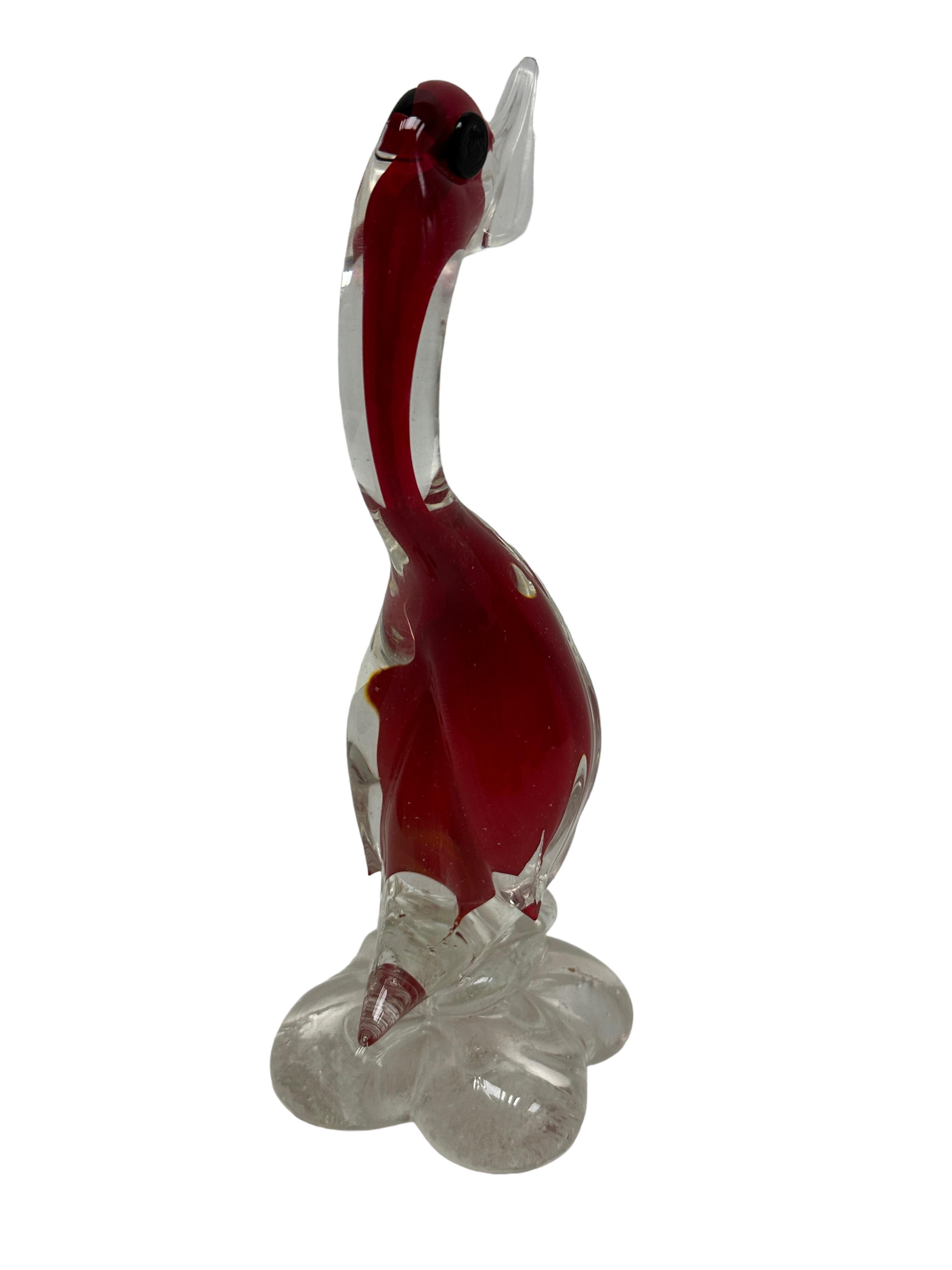 Fin du 20e siècle Sculpture de canard en verre d'art italien de Murano de Vetri Di Murano, Italie Vintage en vente