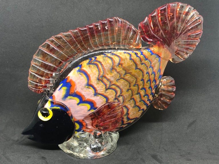 Murano Italian Art Glass Fish Sculpture Statue, Italy Vintage In Good Condition For Sale In Nuernberg, DE