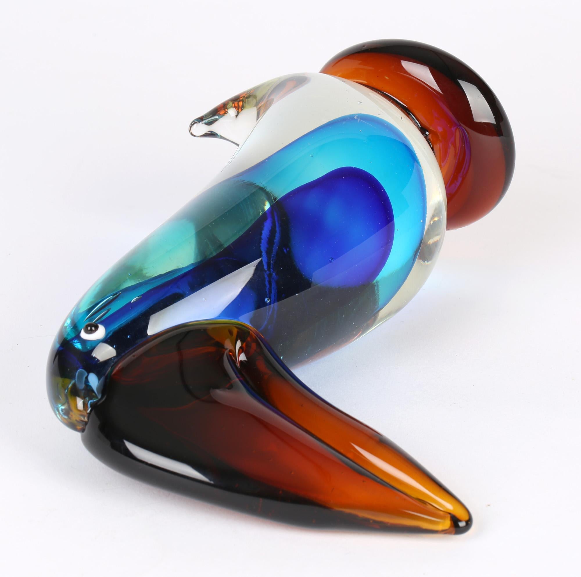 Murano Italian Art Glass Sommerso Bodied Toucan Figure 1