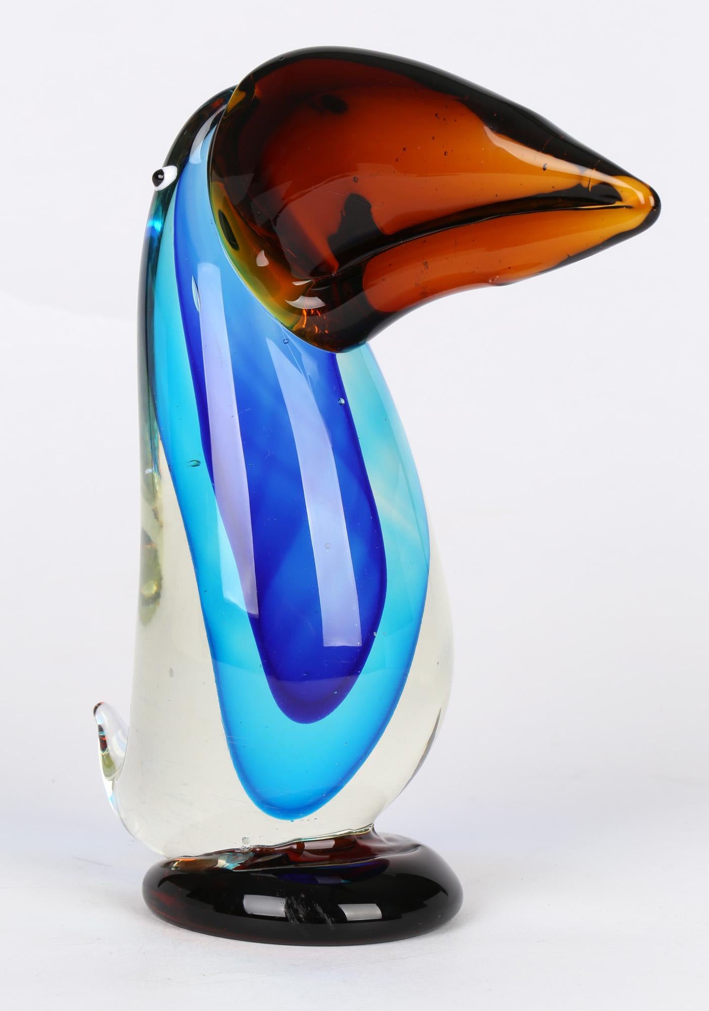 Blown Glass Murano Italian Art Glass Sommerso Bodied Toucan Figure