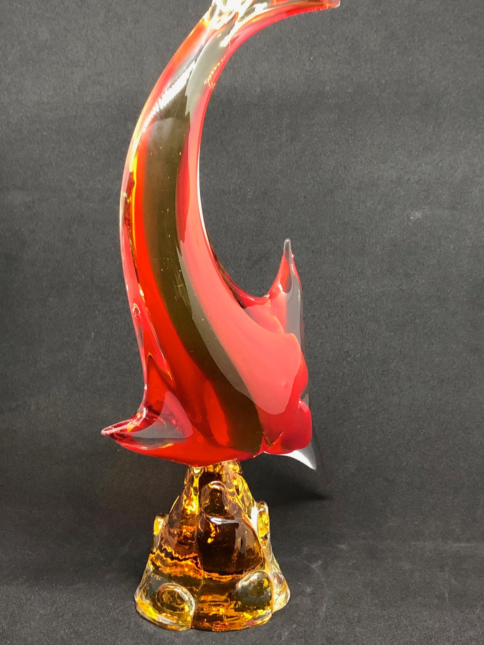 Murano Italian Art Glass Sword Fish Sculpture Statue, Italy Vintage For Sale 3