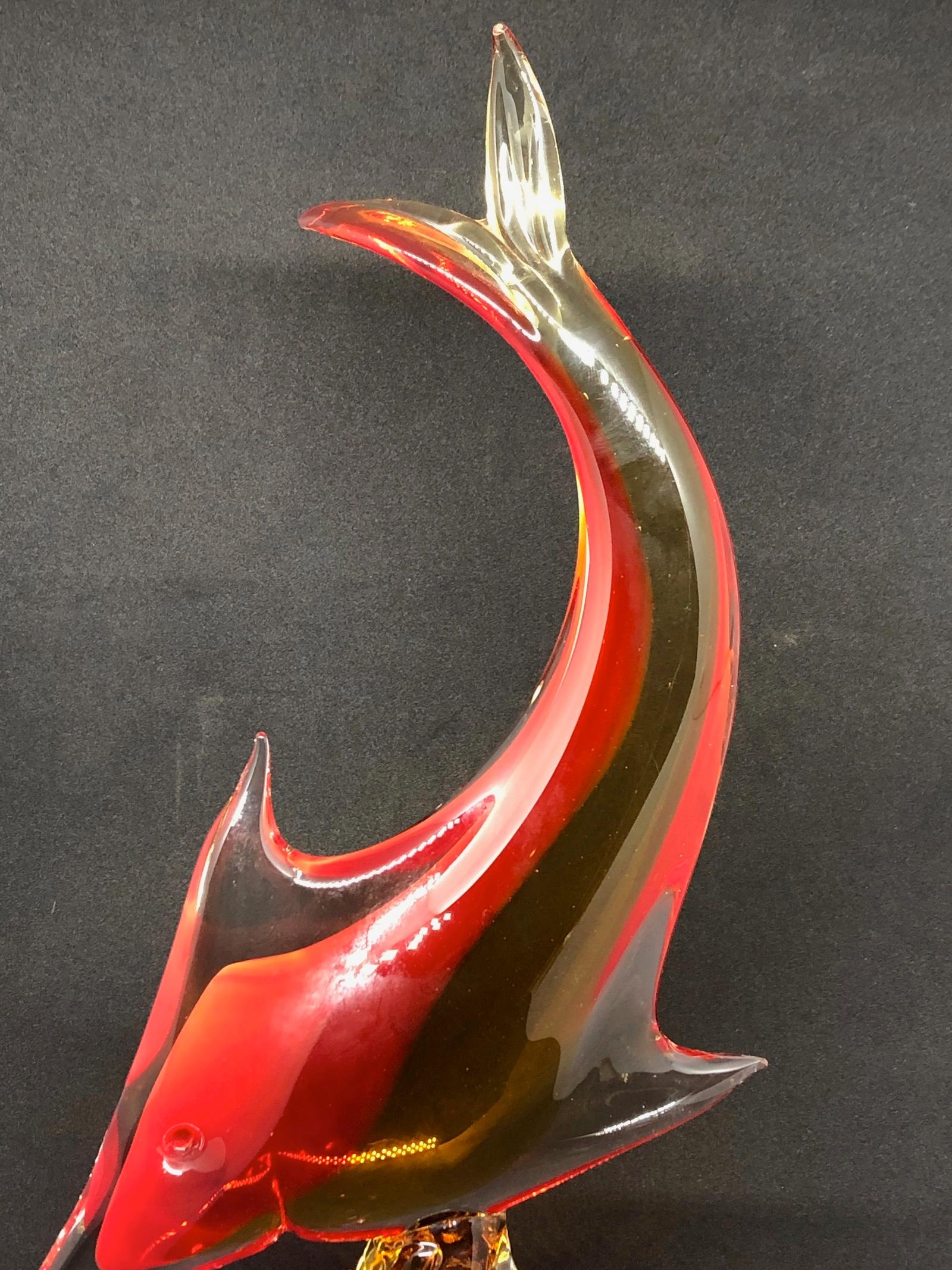 Skulptur eines Fisches aus italienischem Murano-Kunstglas mit Schwertskulptur, Italien Vintage im Angebot 2