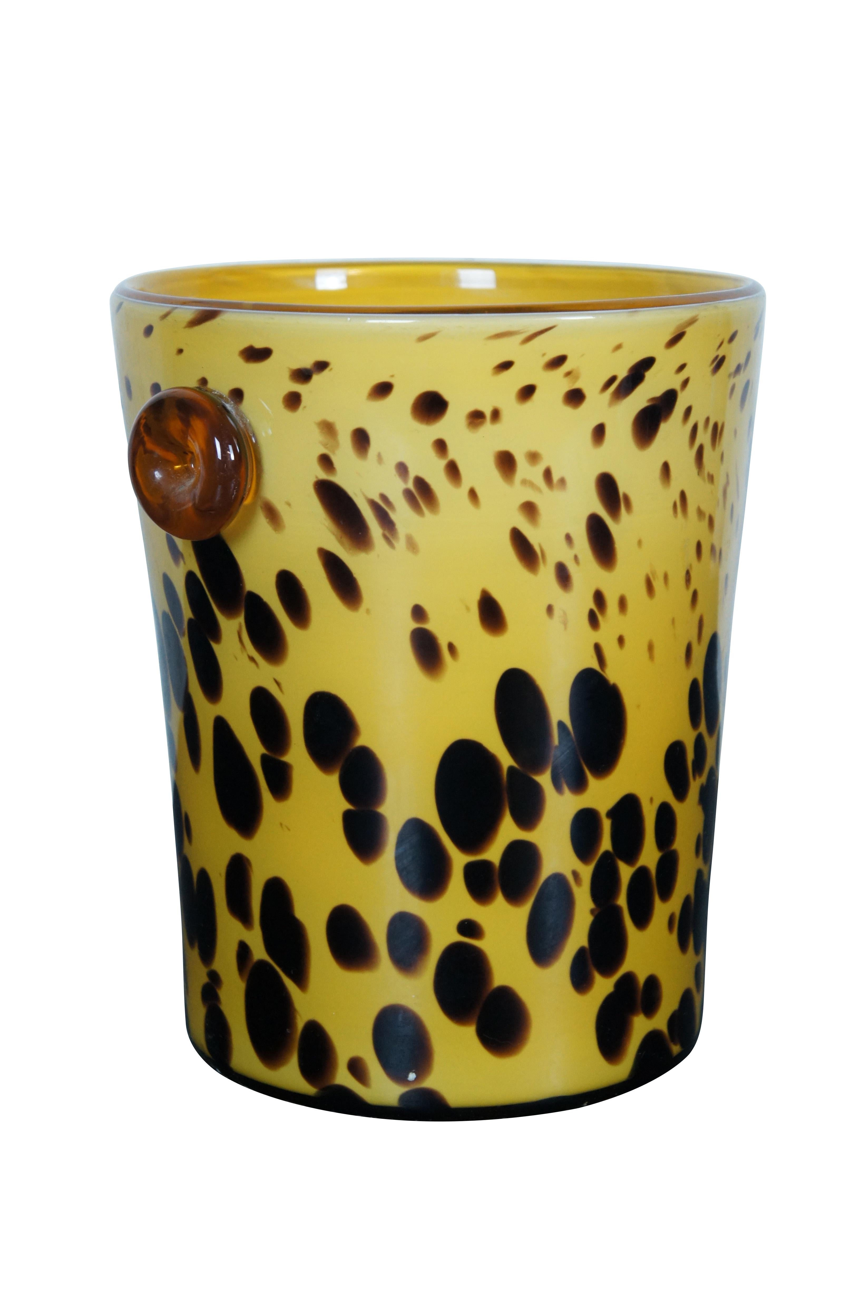 Mid-Century Modern Murano Italian Art Glass Tortoise Shell Champagne Chiller Ice Bucket MCM 10