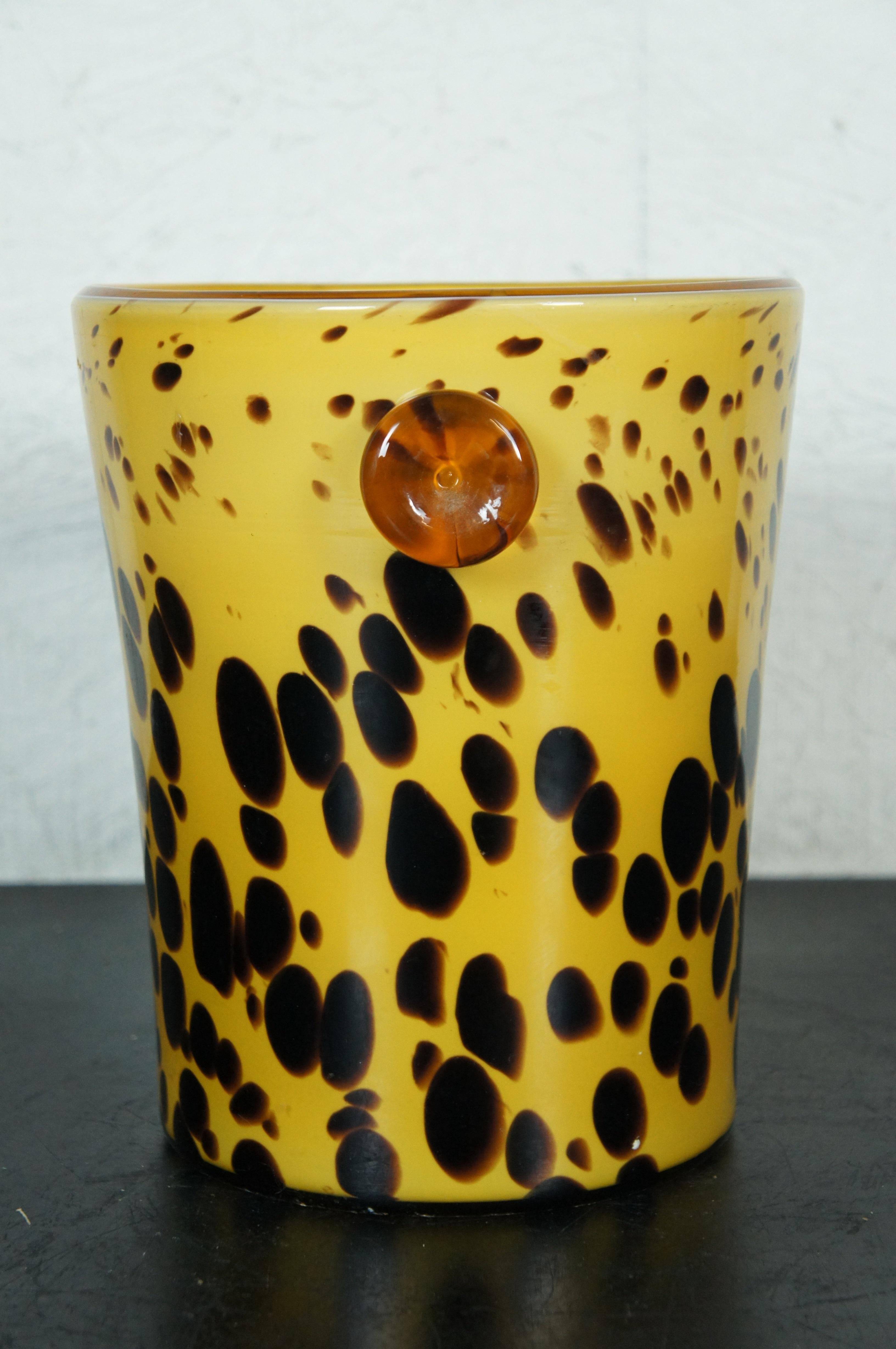 Murano Italian Art Glass Tortoise Shell Champagne Chiller Ice Bucket MCM 10