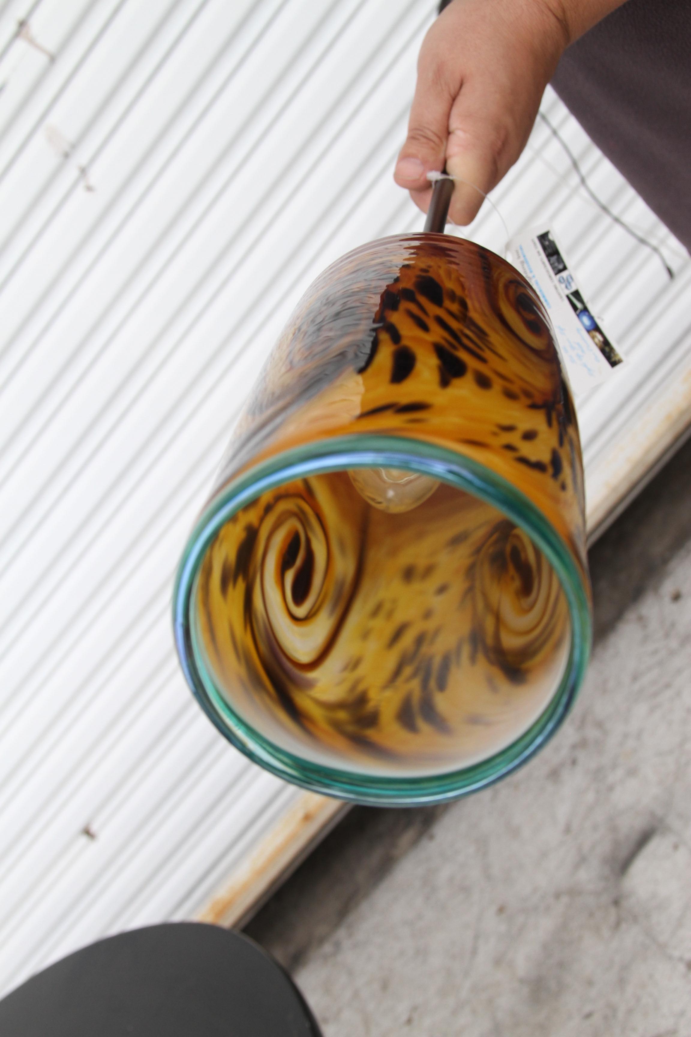 Contemporary Murano Italian Blown Glass Pendant For Sale
