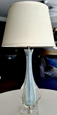 Murano Italian Blue Winged Opalescent Table Lamp
