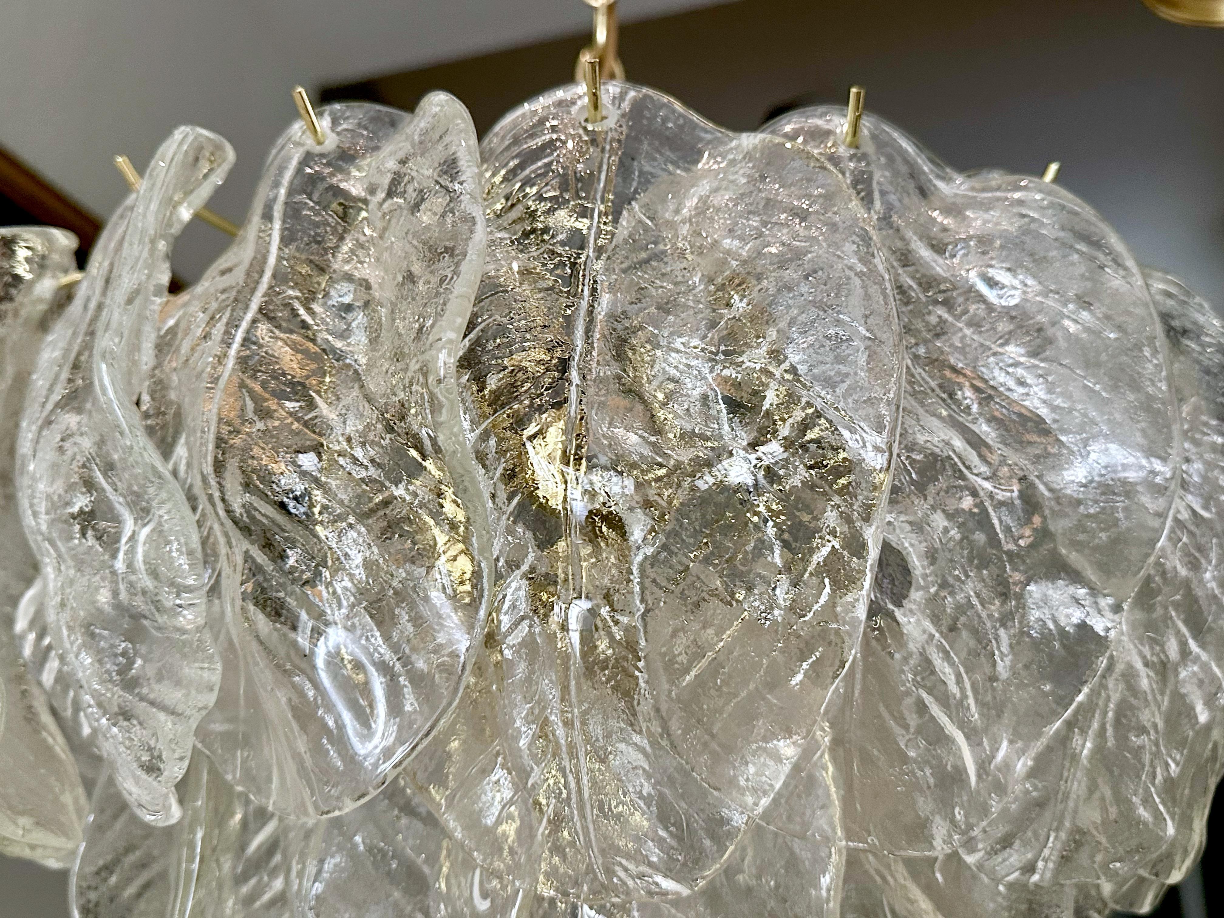 Murano Italian Chandelier Pendant with Glass Leaves 9