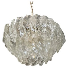 Ciondolo lampadario italiano di Murano con foglie di vetro