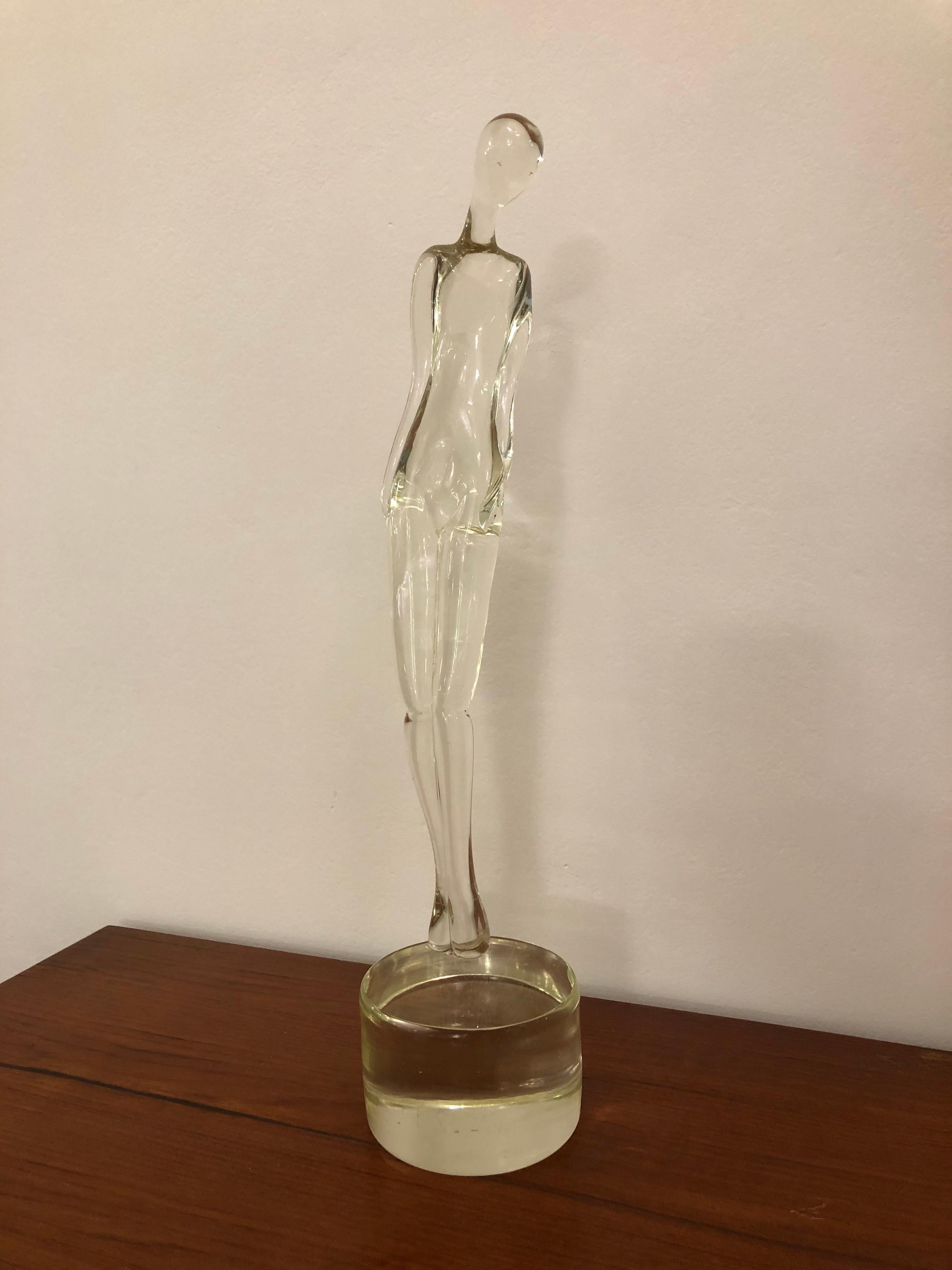 Murano Italian Clear Glass Sculpture by Seguso, 1960s For Sale 4