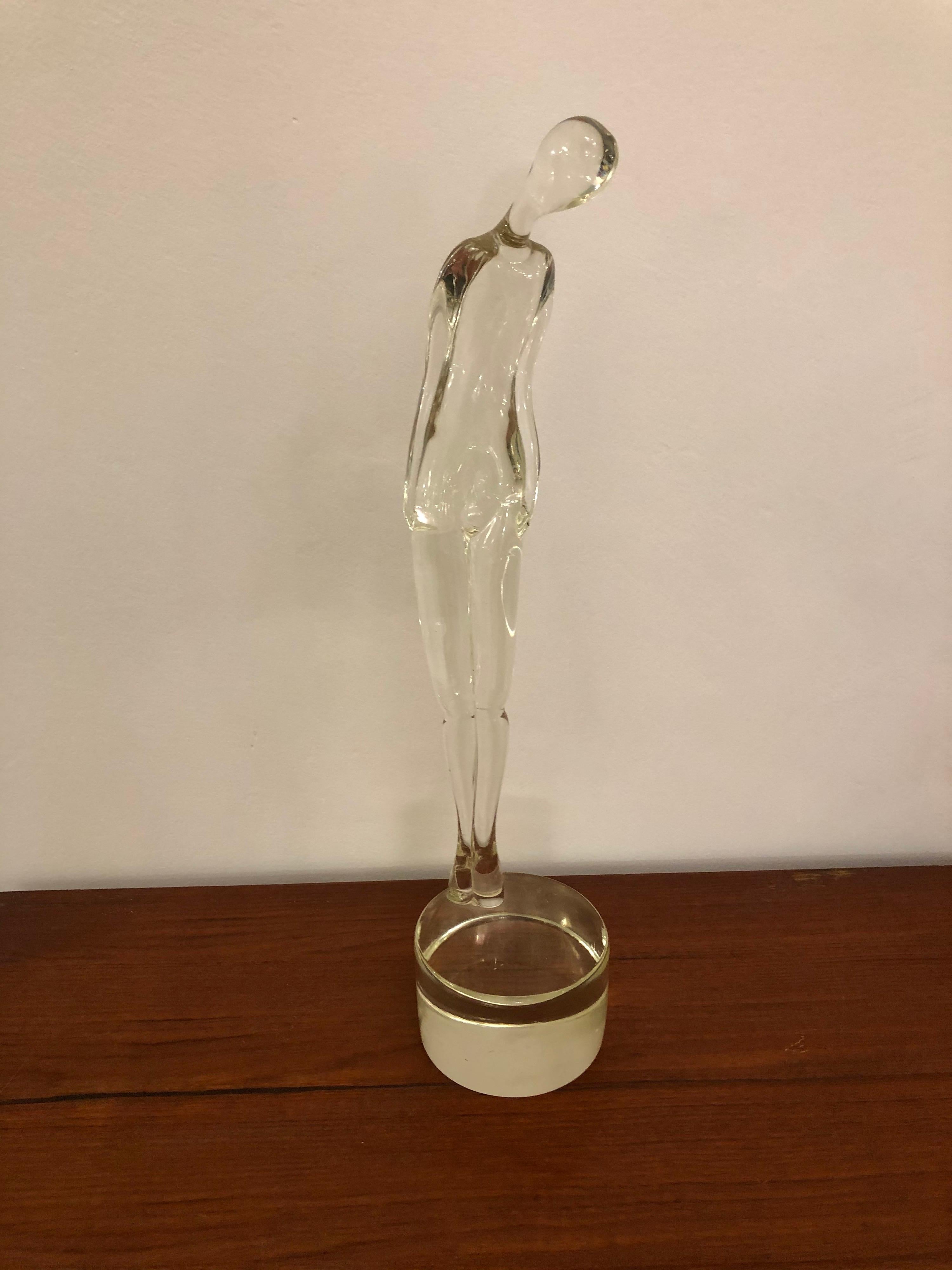 Murano Italian Clear Glass Sculpture by Seguso, 1960s In Good Condition For Sale In Catania, IT