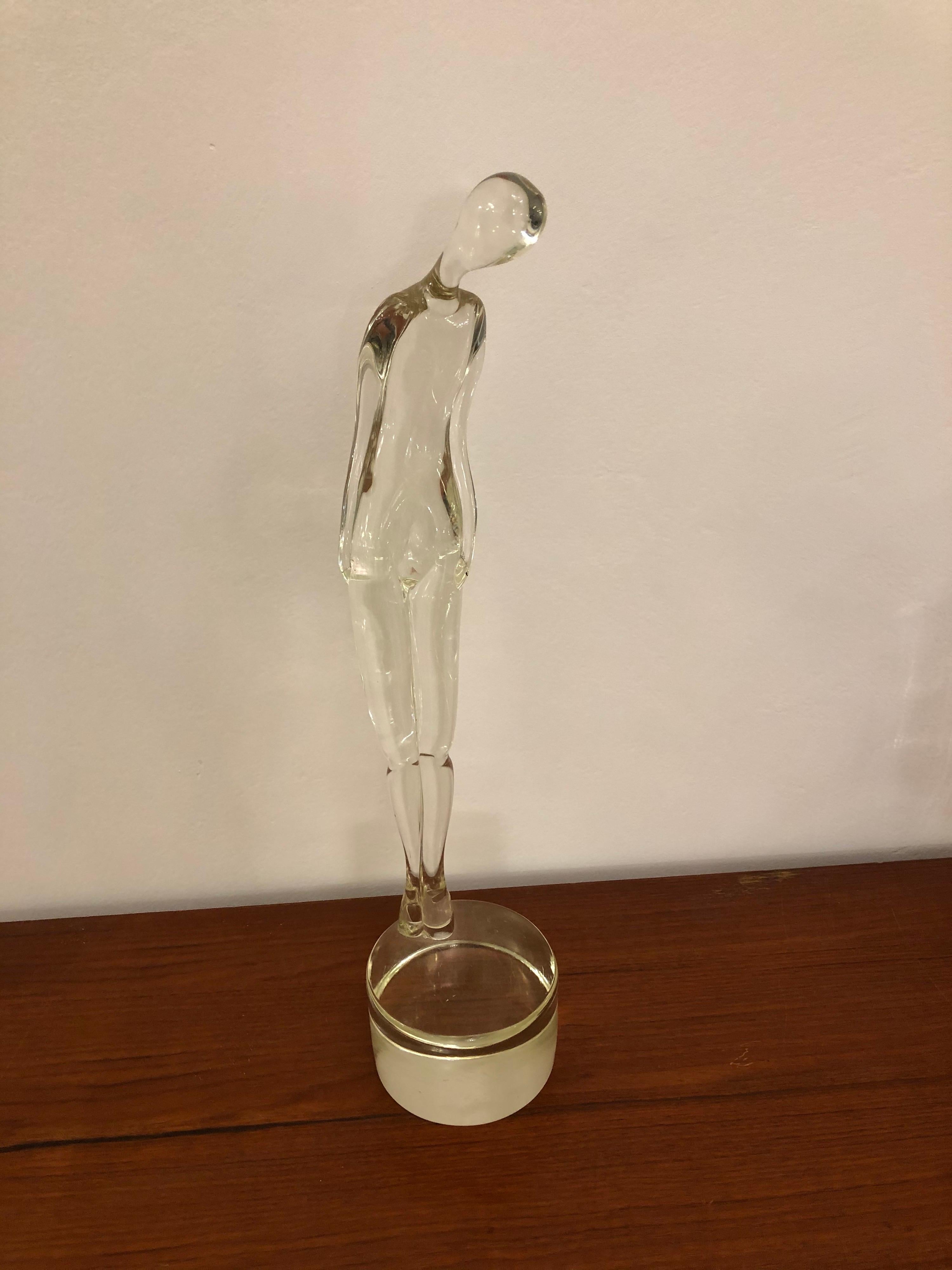 Murano Italian Clear Glass Sculpture by Seguso, 1960s For Sale 1