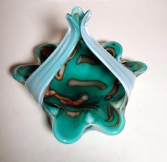 Murano Italian Colored Opaline Glass Basket