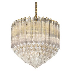 Murano Italian Crystal 'Cake' Chandelier with Gold Frame