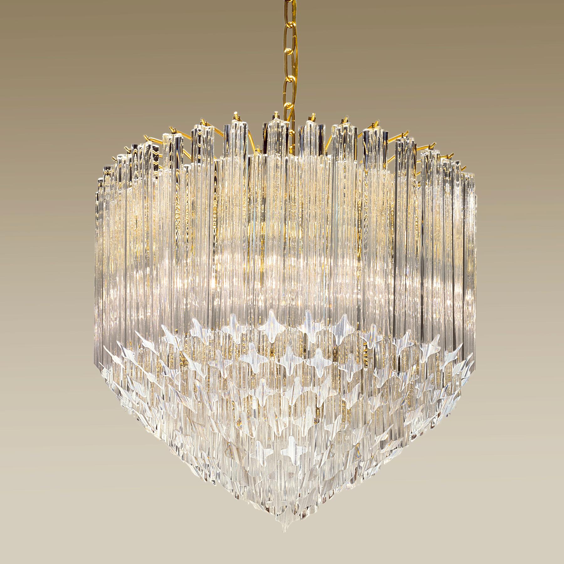 Lampadario 'Cake' in cristallo italiano di Murano con cornice dorata in vendita 3