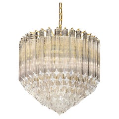 Murano Italian Crystal 'Cake' Chandelier with Gold Frame