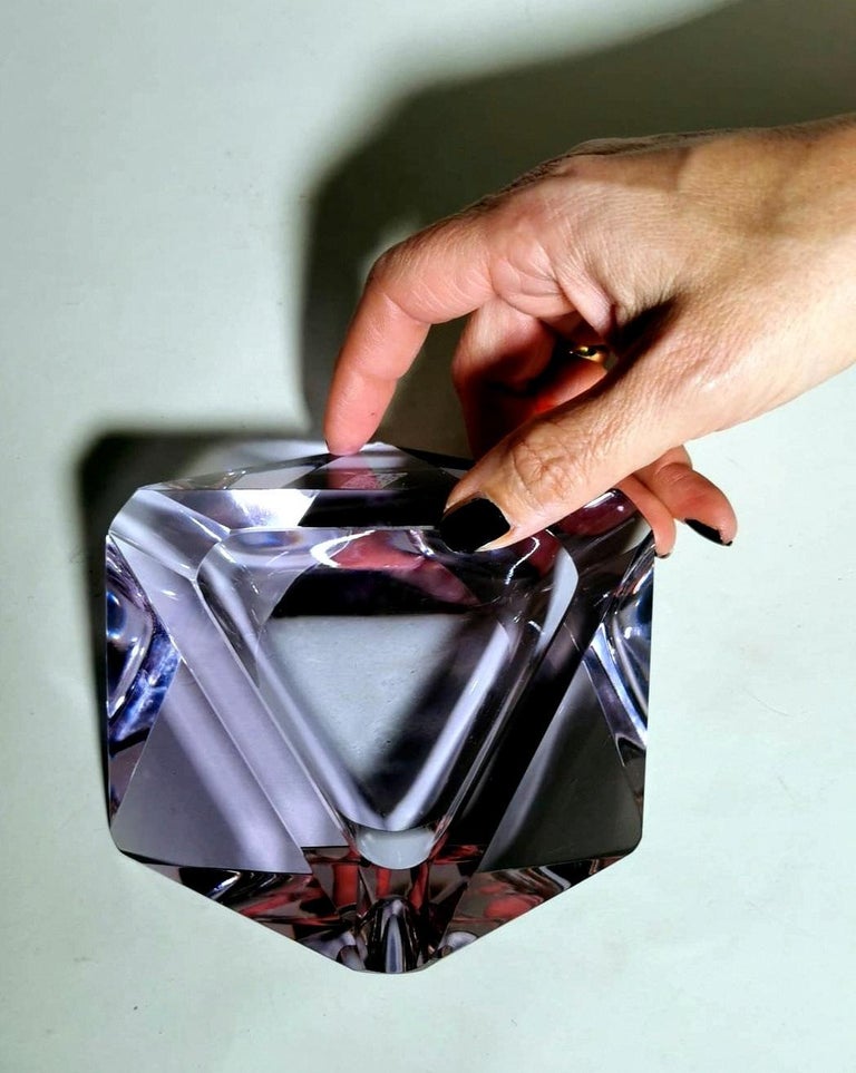 Murano Italian Glass Ashtray " Sommerso" Violet Color For Sale at 1stDibs