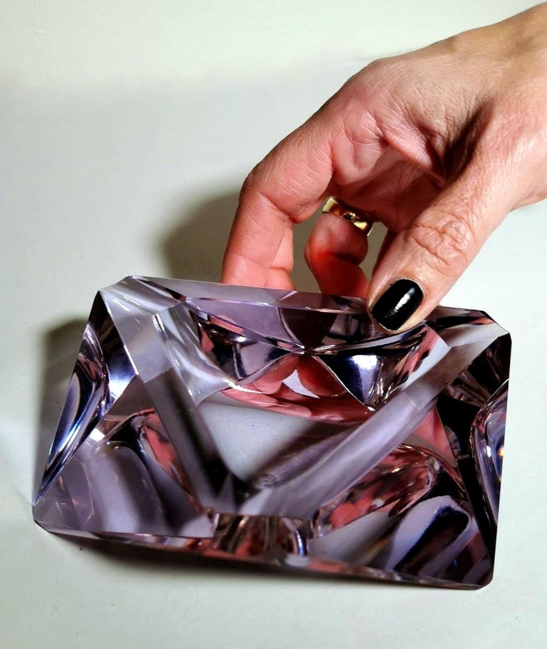 Murano Italian Glass Ashtray " Sommerso" Violet Color For Sale at 1stDibs