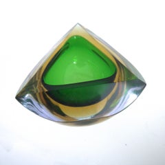 Murano Italian Glass Bowl Mandrurzzato Sommerso, Mid-1960s Flavio Poli