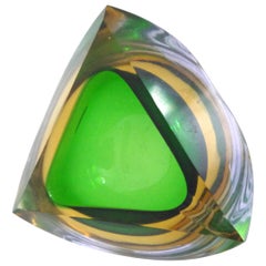 Murano Italian Glass Bowl Mandrurzzato Sommerso, Mid-1960s Flavio Poli